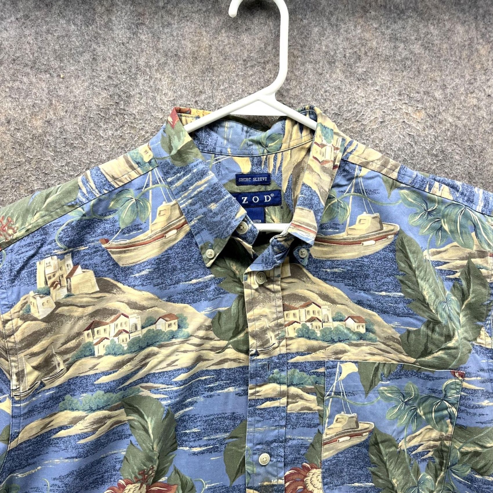 Izod IZOD Shirt Mens Medium Blue Hawaiian Tropical Short Sleeve Button Front Size US M / EU 48-50 / 2 - 4 Thumbnail