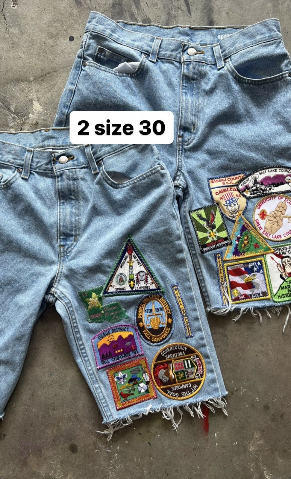 Jean shorts custom patchwork richstudios