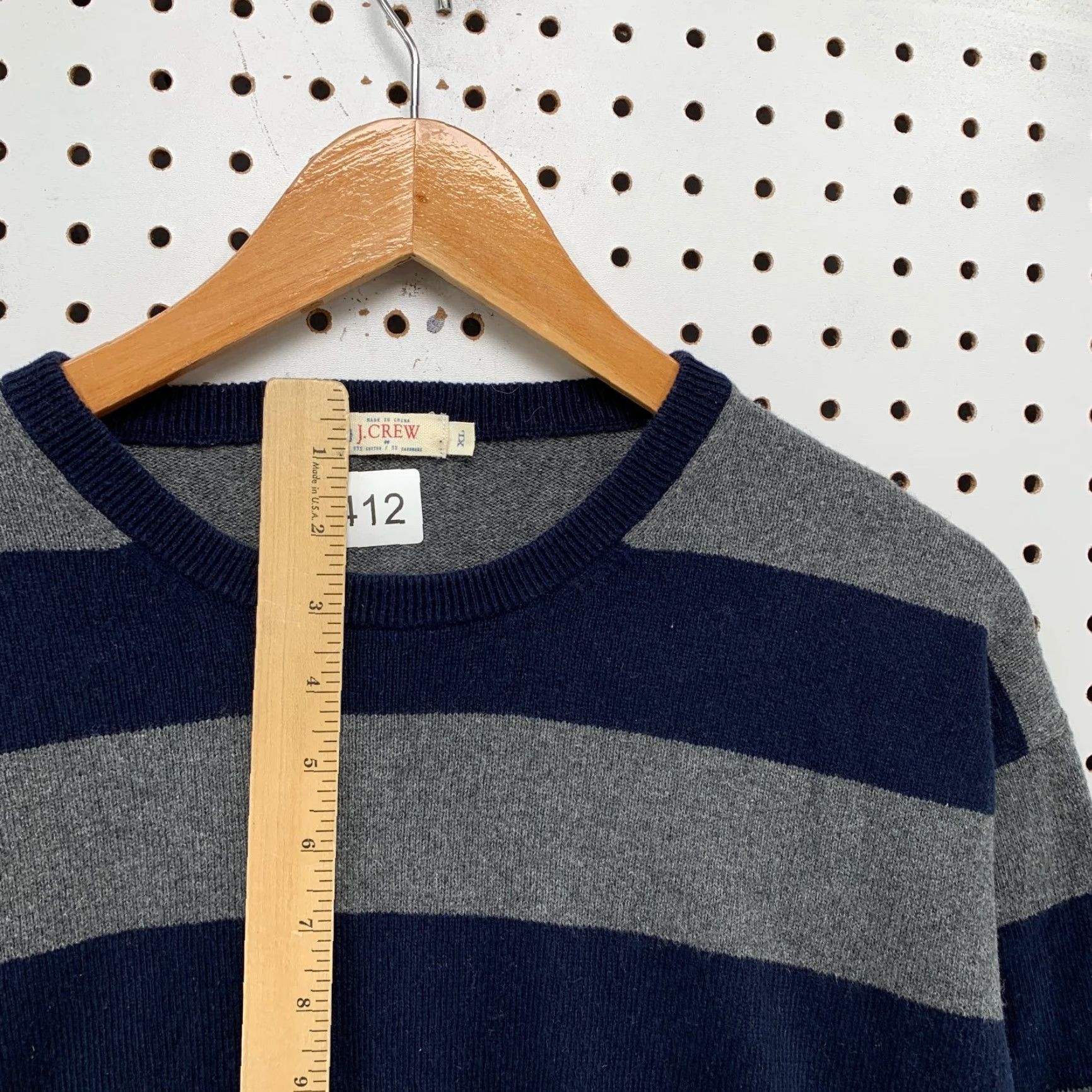 J.Crew J. CREW Sweater Mens XL Blue Gray Striped Cotton Cashmere Blend Preppy Pullover Size US XL / EU 56 / 4 - 6 Thumbnail