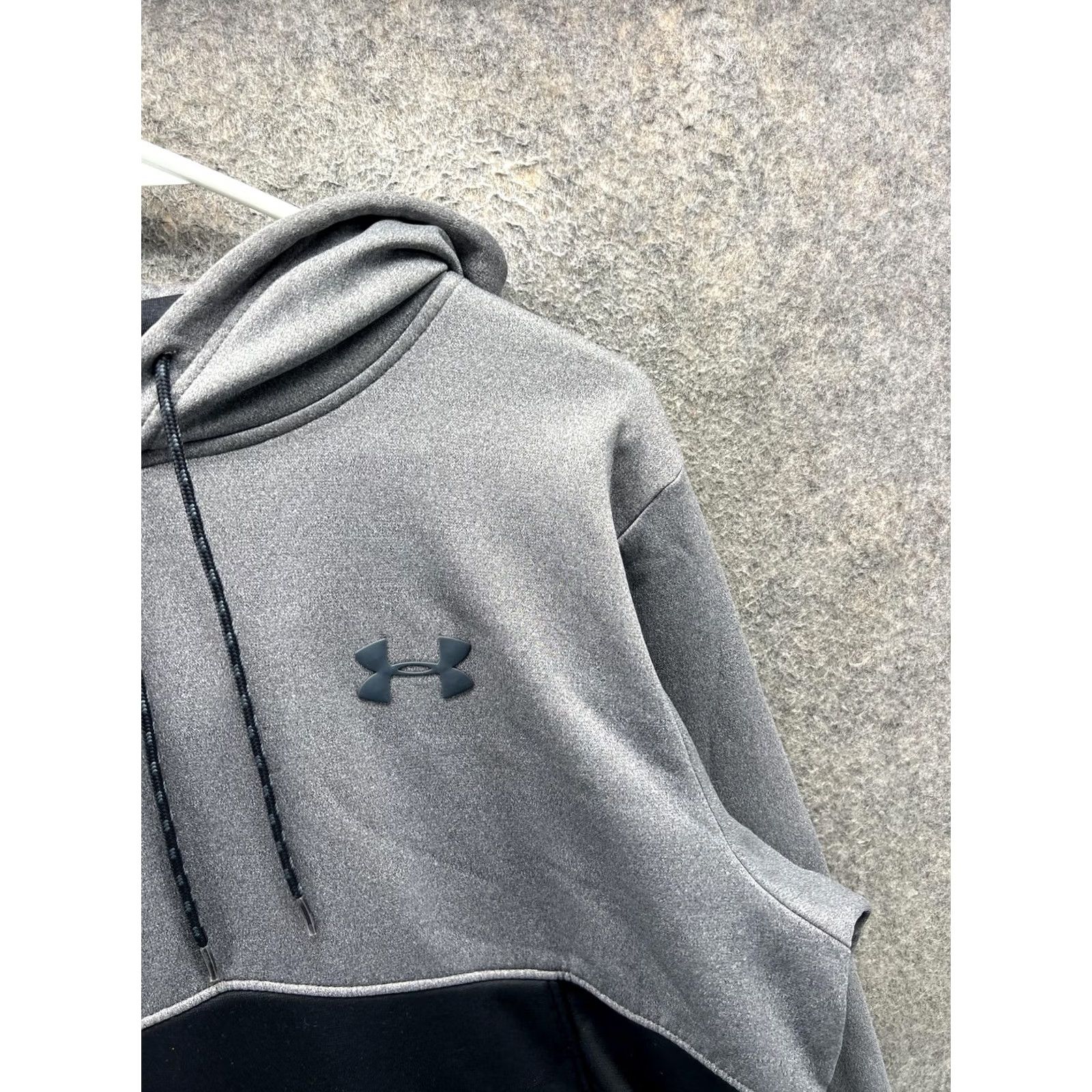 Under Armour Under Armour Hoodie Mens Large Gray Black ColdGear Pullover Fleece Sweatshirt Size US L / EU 52-54 / 3 - 7 Thumbnail