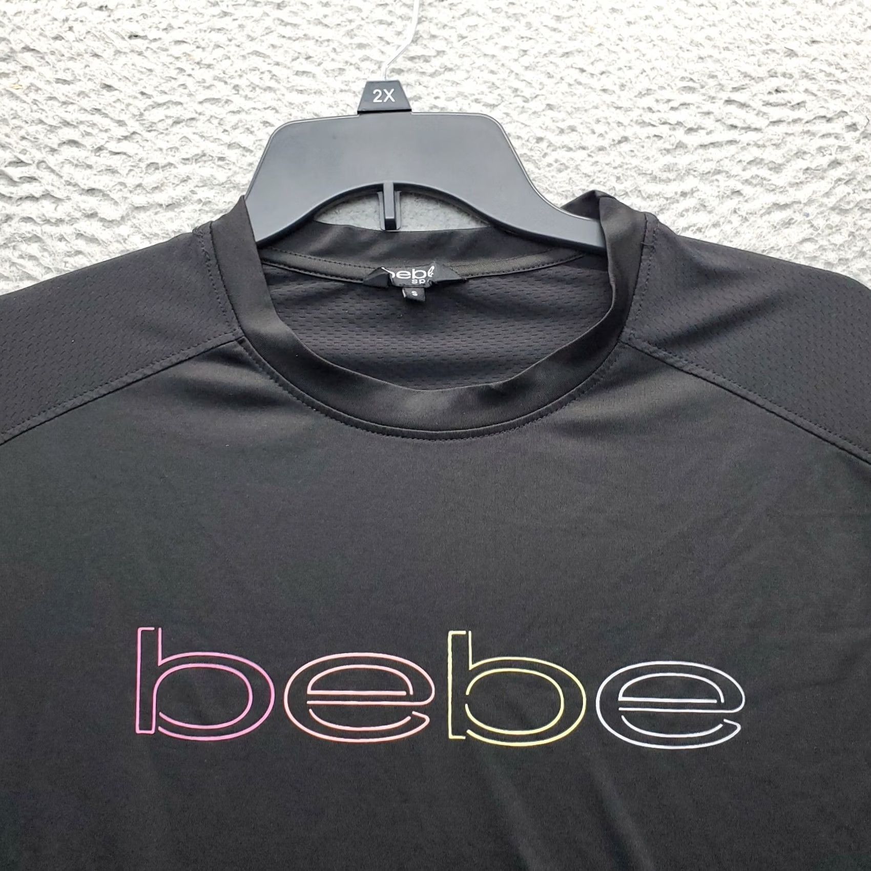 Bebe Nike Bebe Sport Shirt Womens S Black Round Hem Pullover Logo Interlocking Stretch Shirt Woman S Size S / US 4 / IT 40 - 3 Thumbnail