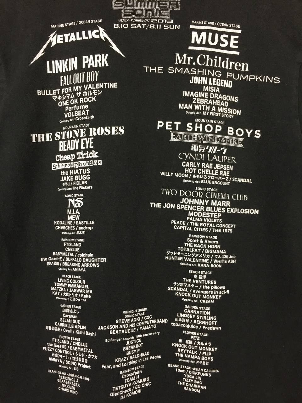 Band Tees Summer Sonic 2013 Music Fest The Stone Roses Muse Band Tee Size US S / EU 44-46 / 1 - 8 Thumbnail