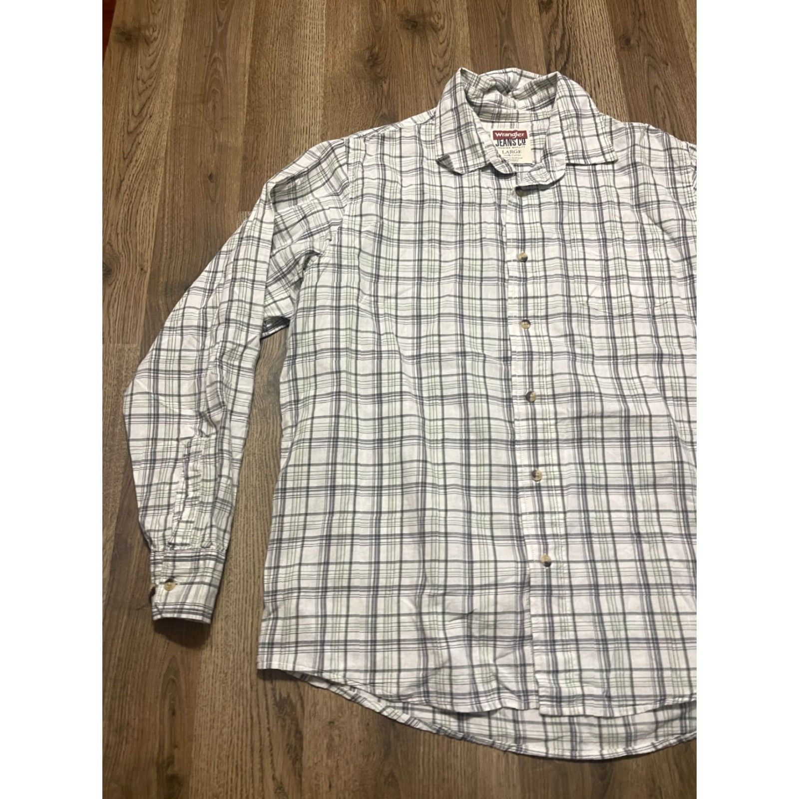 Wrangler Wrangler Jean Co. Shirt Mens Large Green Plaid Button Up Casual Western Cotton Shirt L Regular Size US L / EU 52-54 / 3 - 3 Thumbnail