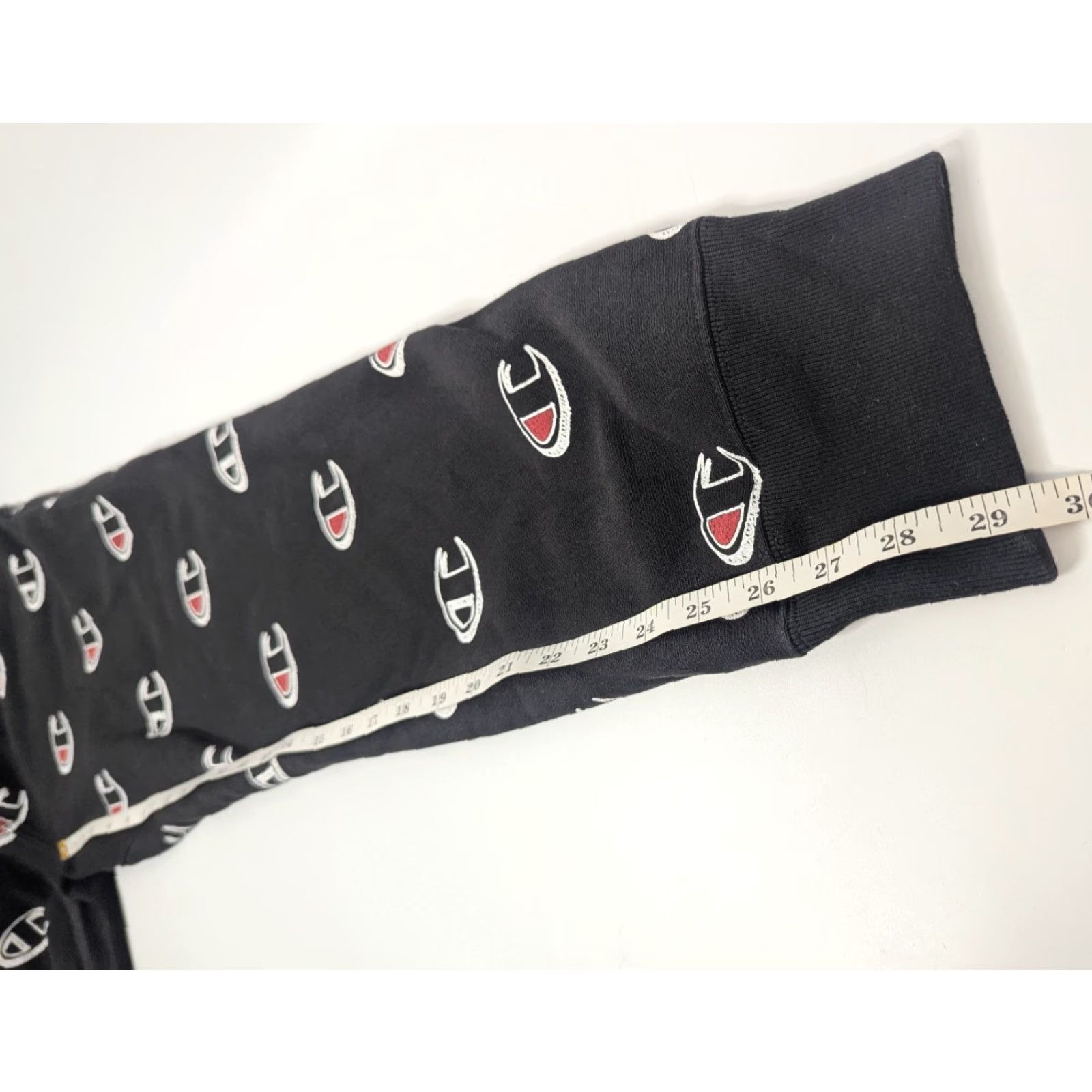 Champion VINTAGE Champion Jogger Pants Mens M Black All Over Print Sweatpants Regular Fit Size US 31 - 6 Thumbnail