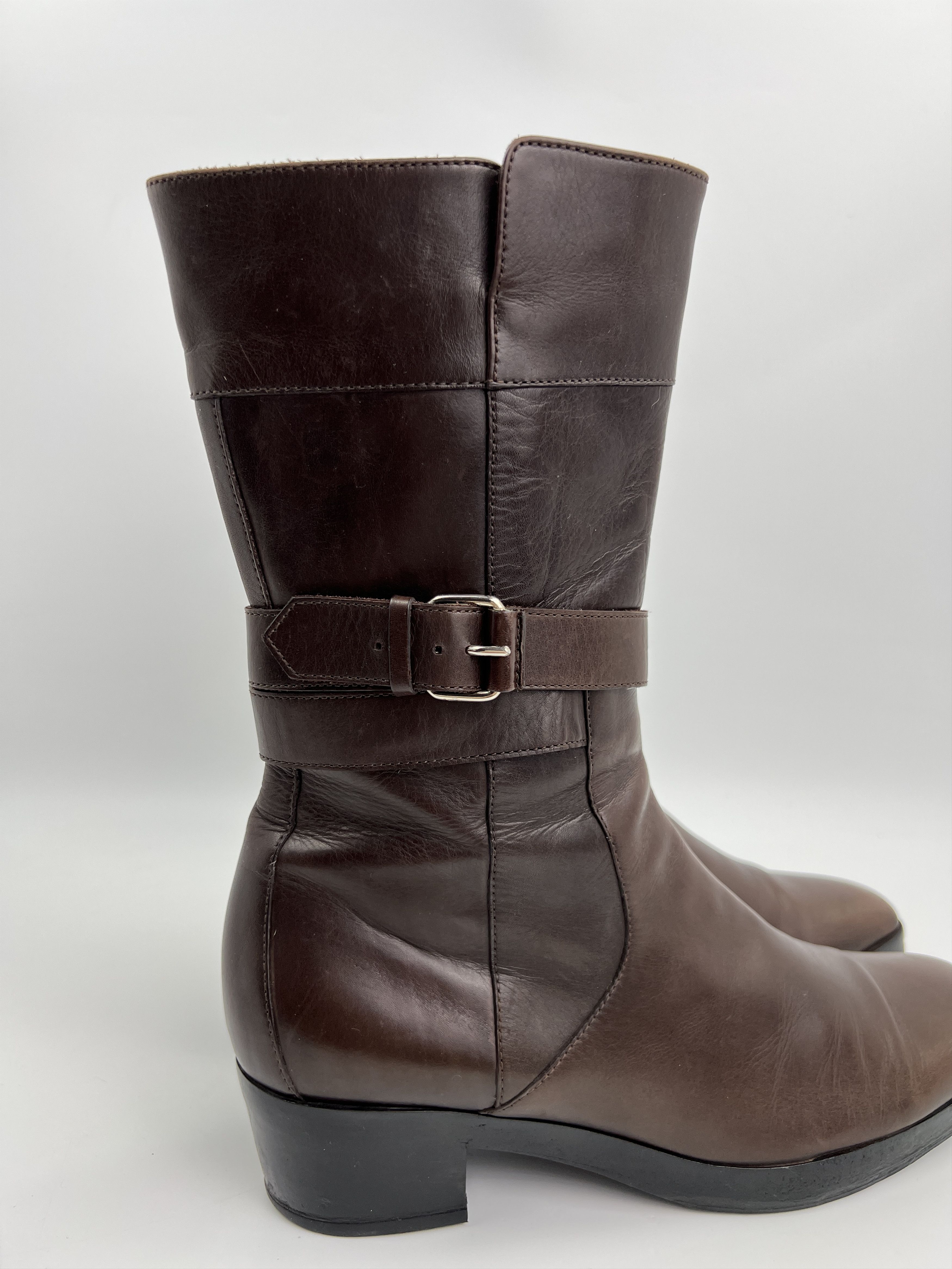 Balenciaga Vintage Balenciaga Brown Leather Moto Boots With Straps Size US 6 / IT 36 - 8 Thumbnail