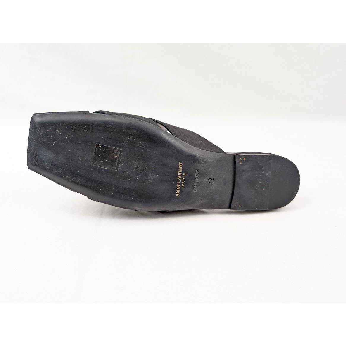 Saint Laurent Paris o1rshd1 Jacques Slide Strass Crepe Satin Sandal in Nero Size US 9 / EU 42 - 12 Thumbnail