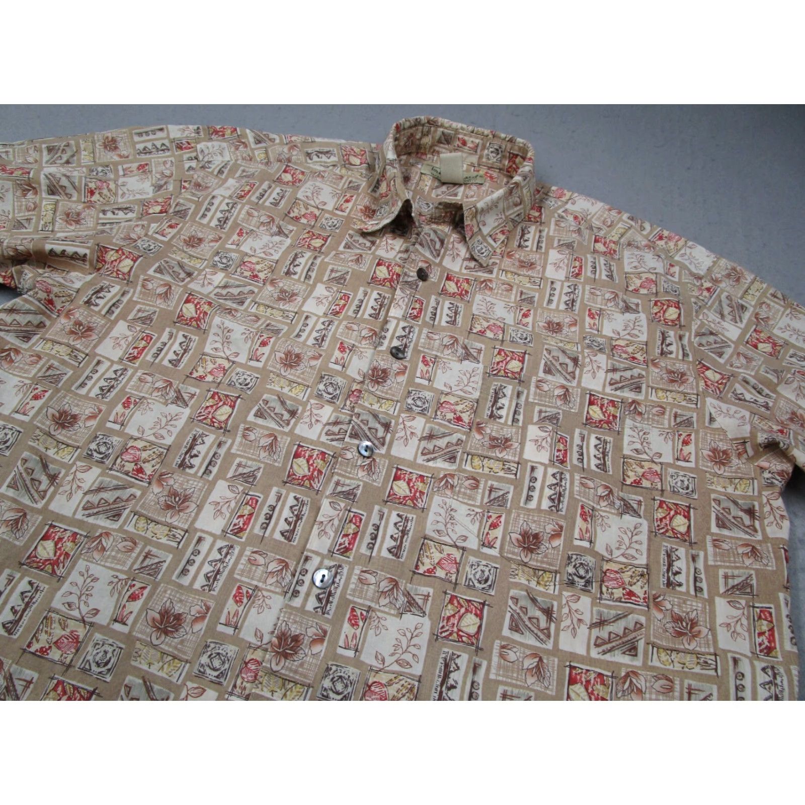 Tori Richard Tori Richard Shirt Mens Medium Beige Button Up Hawaiian Floral Short Sleeve Cotton Lawn Made in USA Size US M / EU 48-50 / 2 - 2 Thumbnail