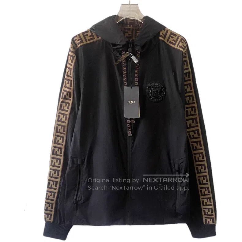 Fendi Fendi Dark Brown Logo Monogram Printed Hooded Zip-Up Long Size US S / EU 44-46 / 1 - 3 Thumbnail
