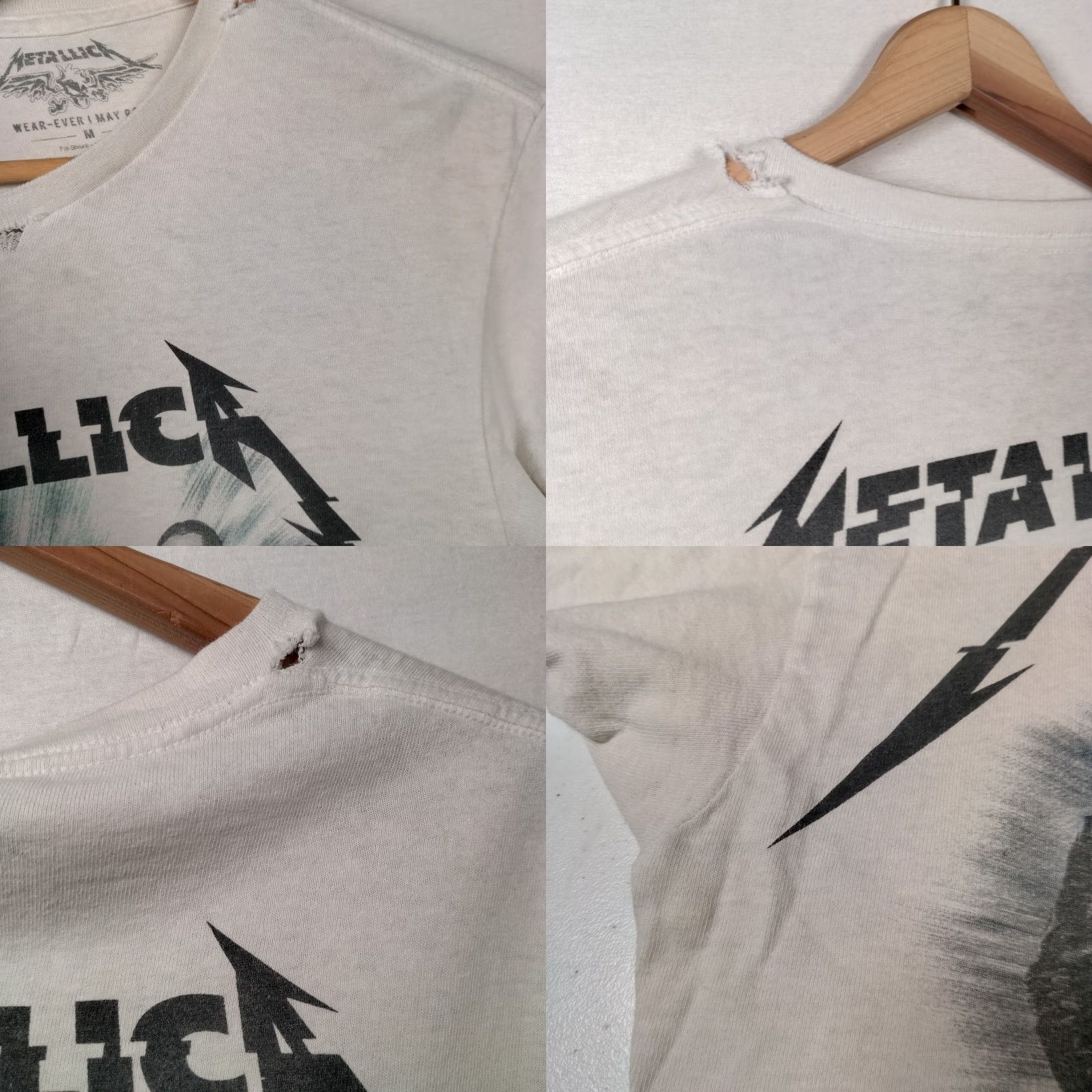 Vintage Metallica World Wired Tour T-Shirt Medium White Crew Neck Short Sleeve Distressed Graphic Band Tee Mens Size US M / EU 48-50 / 2 - 9 Thumbnail