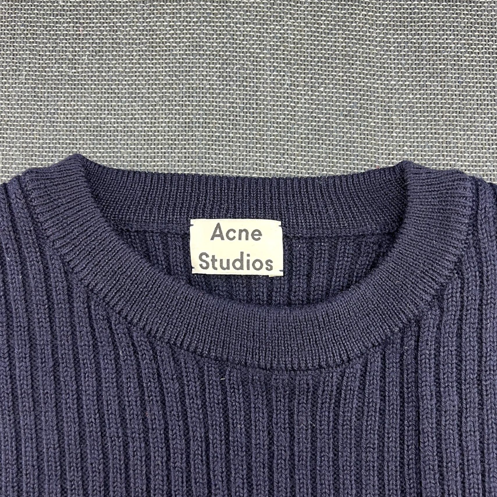 Acne Studios Acne Studios Men Wool Sweater XL Crewneck Navy Blue Ribbed Heavy Pullover Knit 90s? Size US XL / EU 56 / 4 - 4 Thumbnail