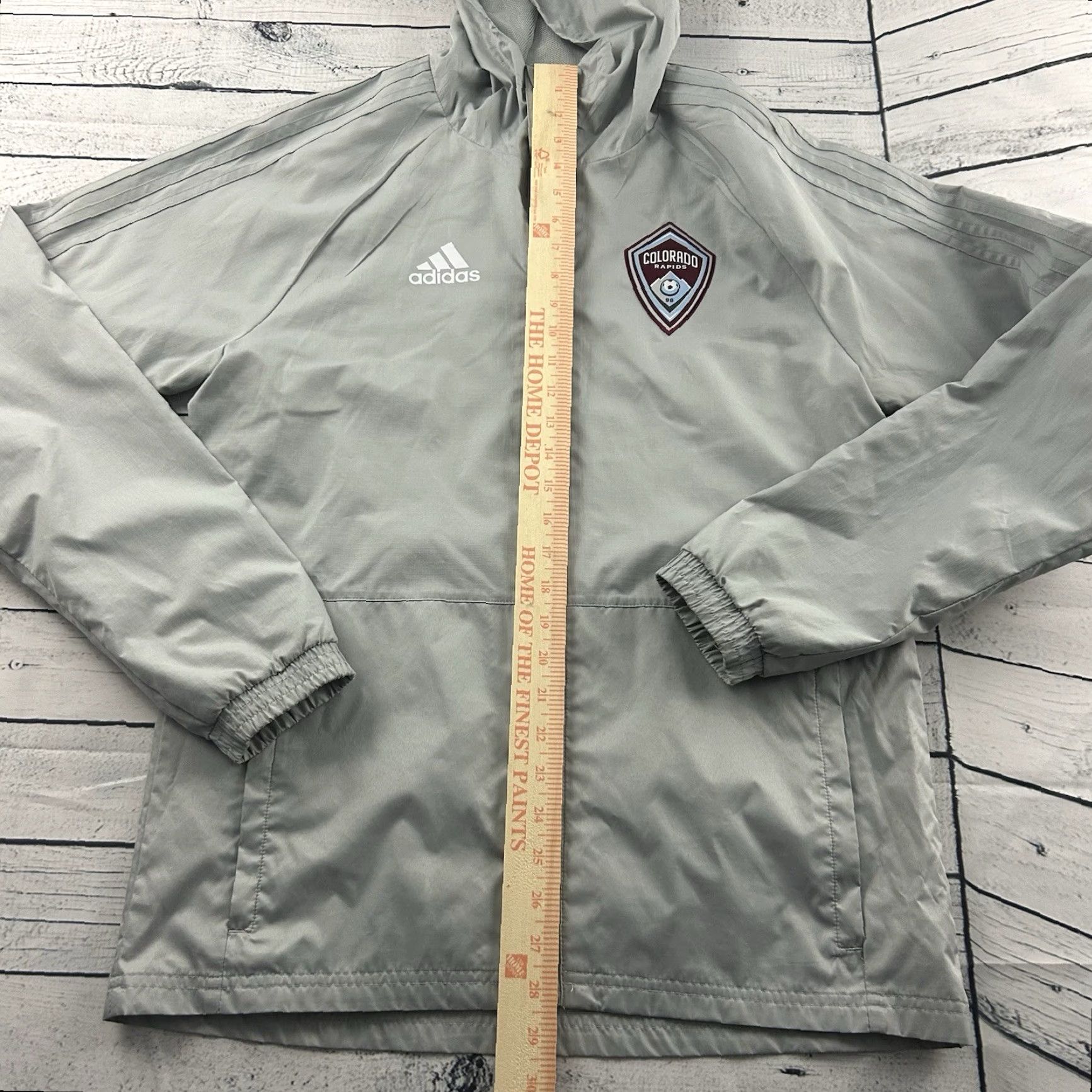 Adidas Adidas Colorado Rapids Full Zip Hooded Windbreaker Jacket Mens S Gray Windbreaker Soccer Hoodie Jacket Size US S / EU 44-46 / 1 - 2 Thumbnail