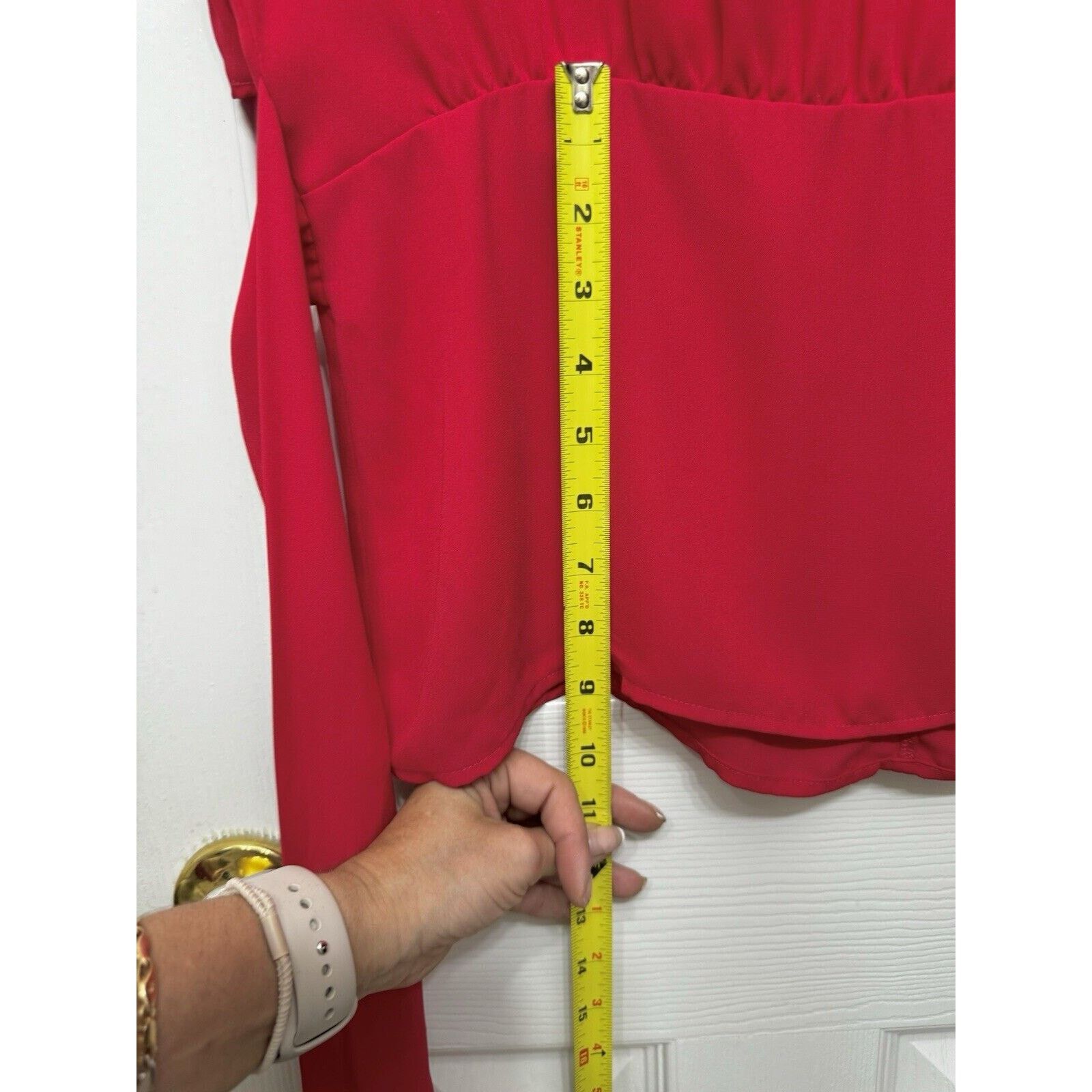 Other New York & Company Bright Red Tie-Back Blouse, Deep V-Back S Size S / US 4 / IT 40 - 8 Thumbnail