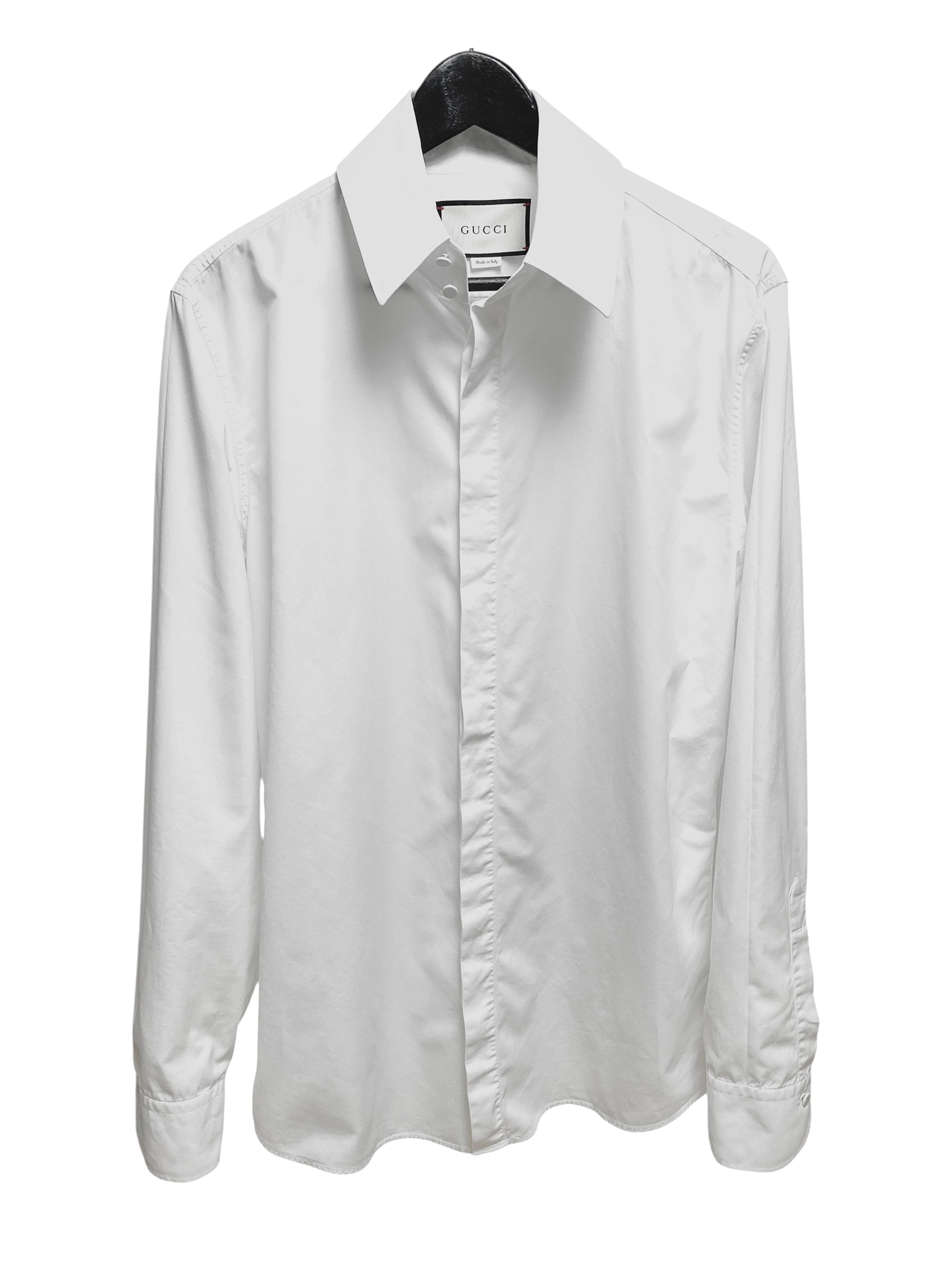 Gucci Gucci White Poplin Long Skinny Formal Classic Dress Shirt Size US L / EU 52-54 / 3 - 1 Thumbnail