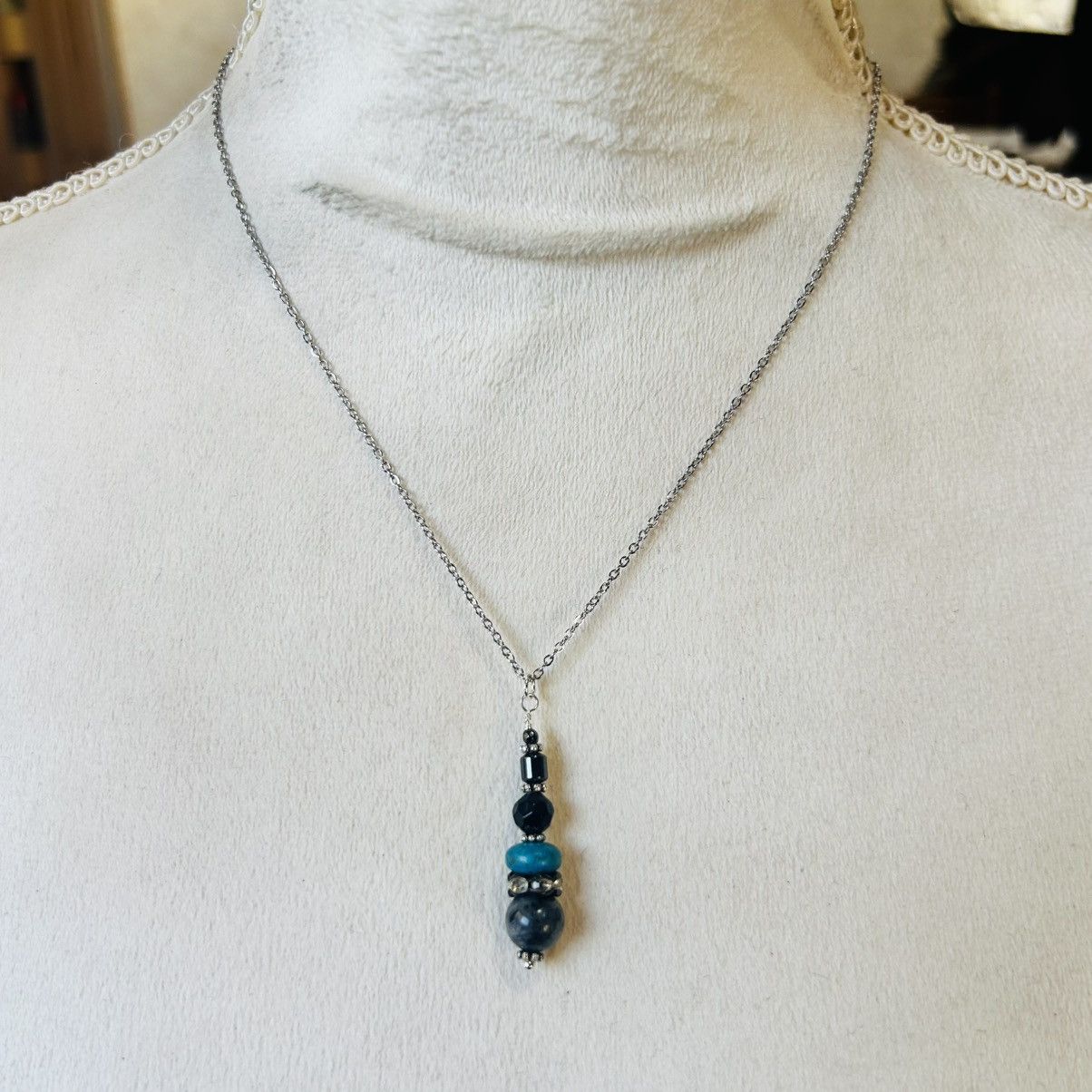 Handmade Handcrafted larvikite turquoise hematite crystal set Size ONE SIZE - 5 Thumbnail