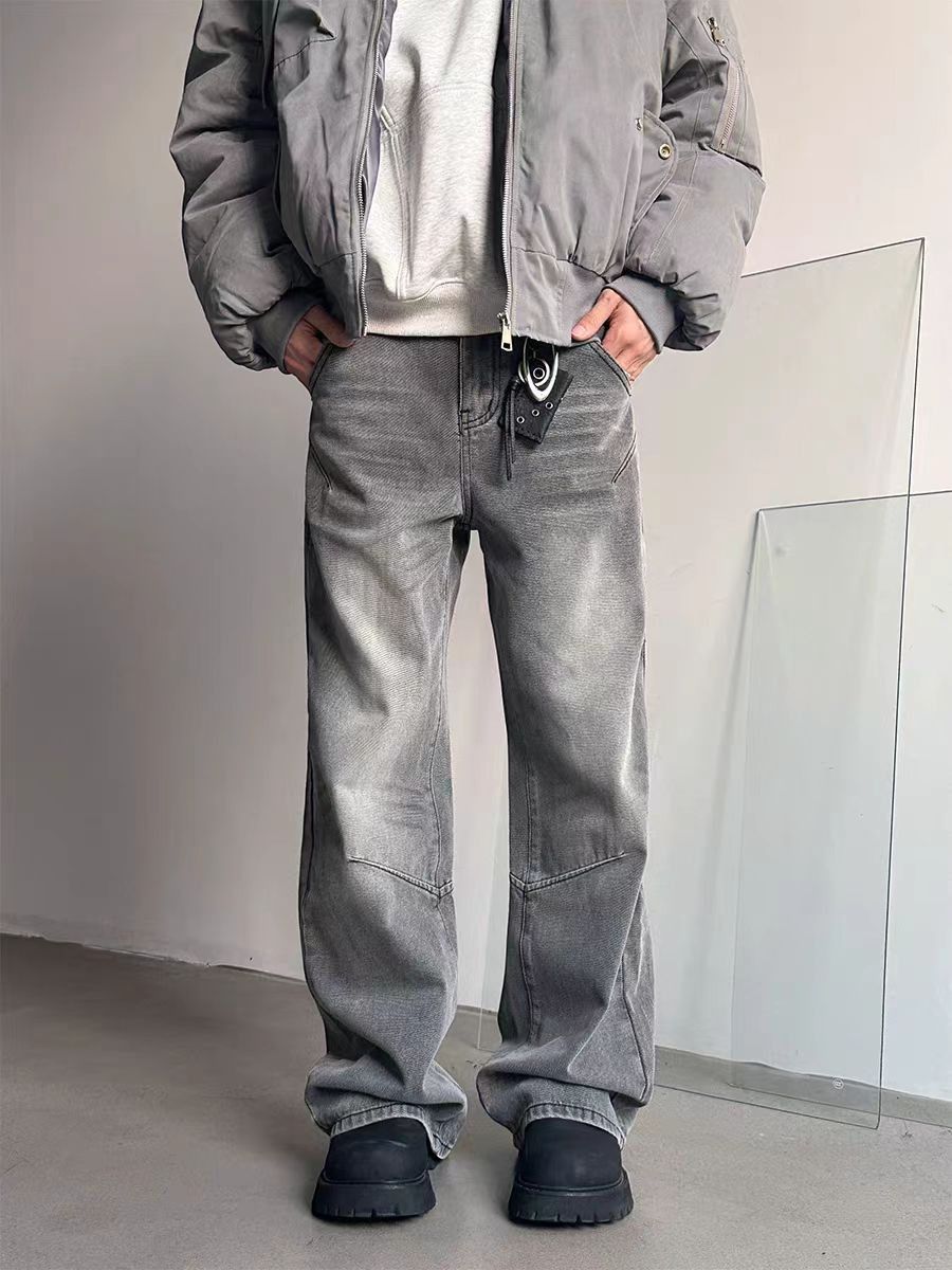 Japanese Brand × Jean High street Y2K washed smoky grey micro flare baggy jeans Size US 31 - 3 Thumbnail
