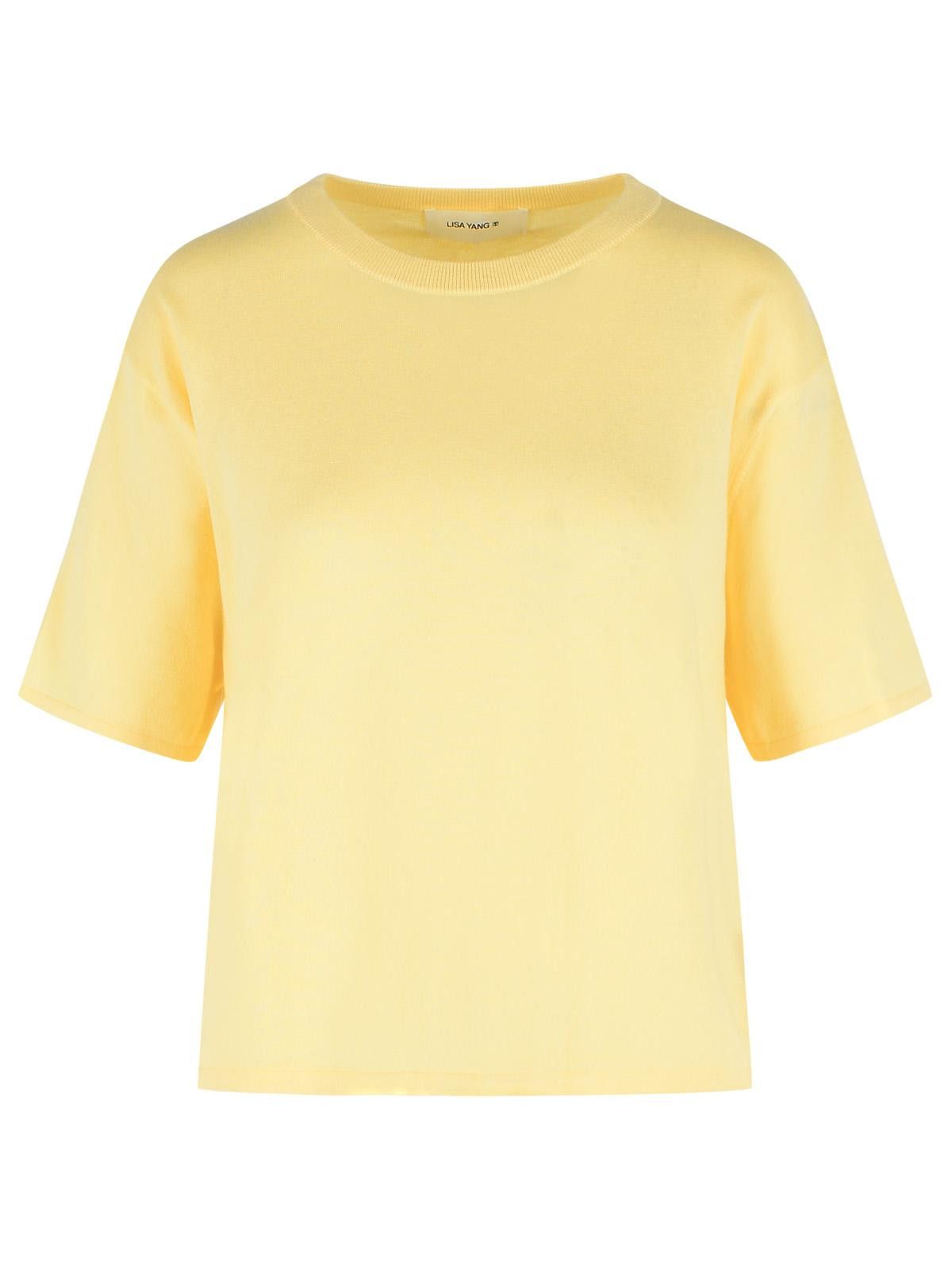 Lisa Yang LISA YANG 'Rubie' Cotton And Lemon Cashmere T-Shirt Size S / US 4 / IT 40 - 1 Thumbnail