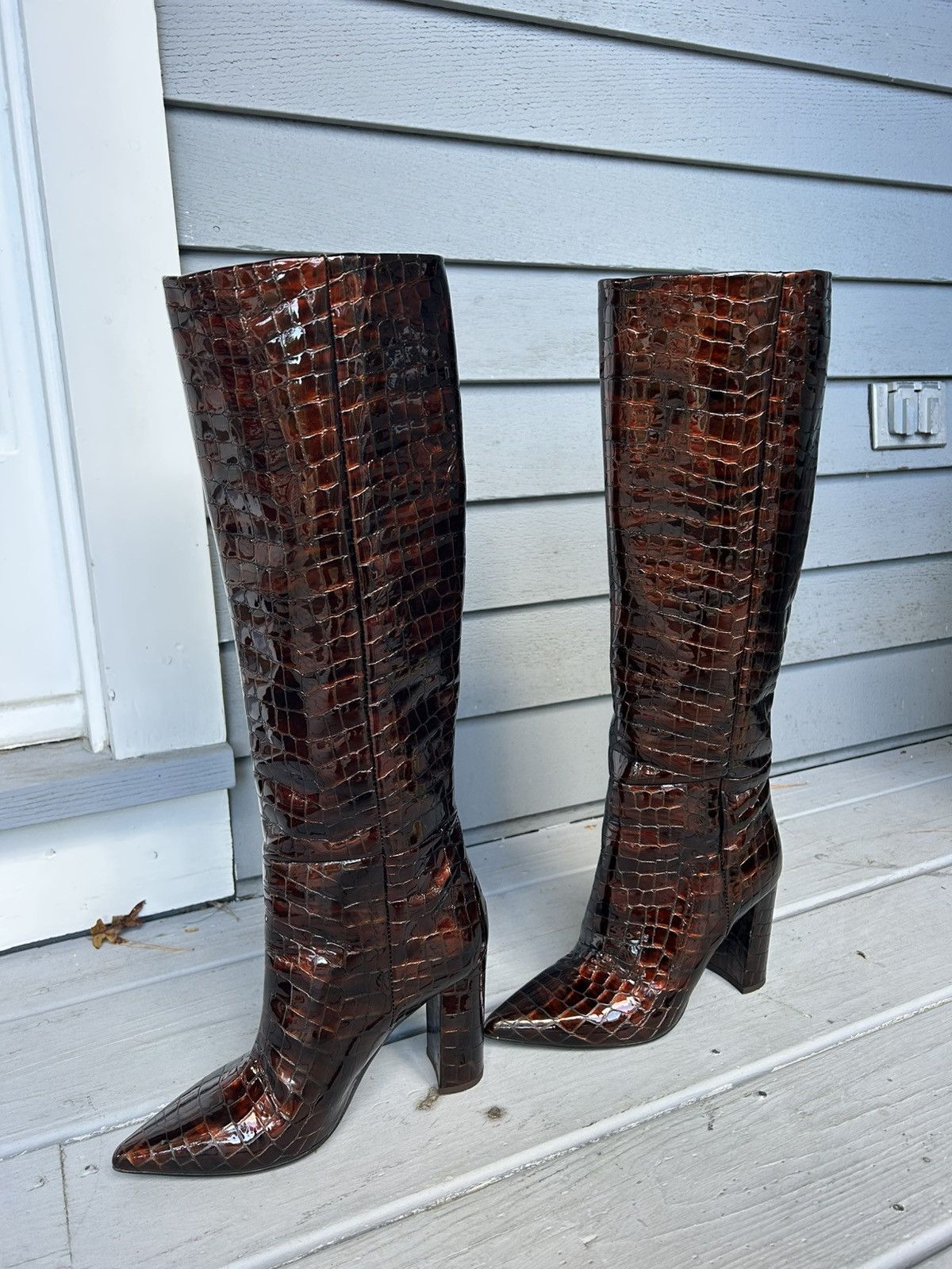 Other Vero Cuoio Crocodile Patterned Heeled Boots Size US 7 / IT 37 - 3 Thumbnail