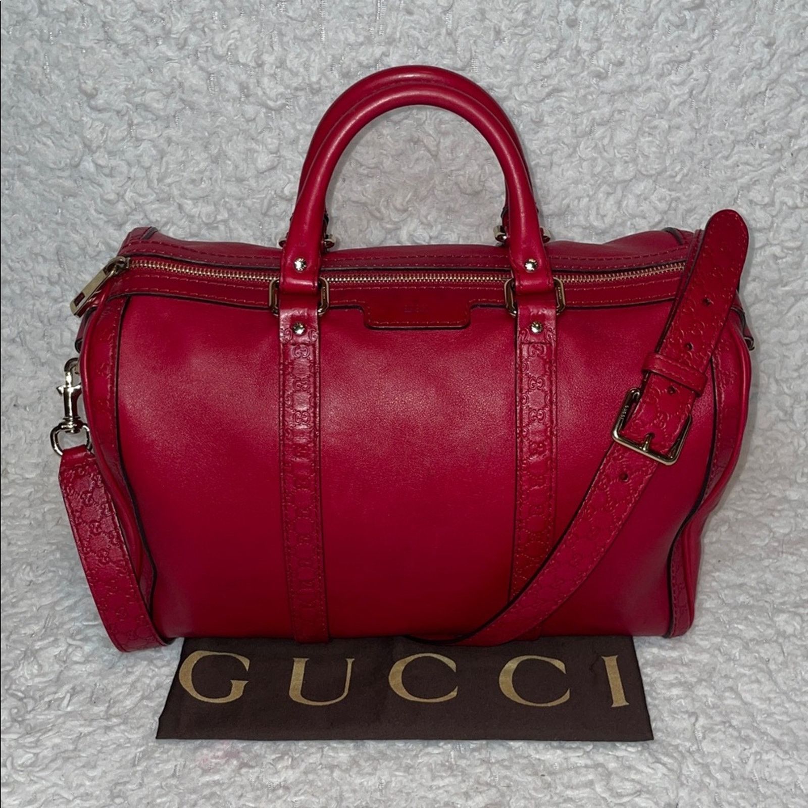 Gucci Gucci Micro Guccissima Red Leather Boston Bag 247205 Size ONE SIZE - 1 Thumbnail