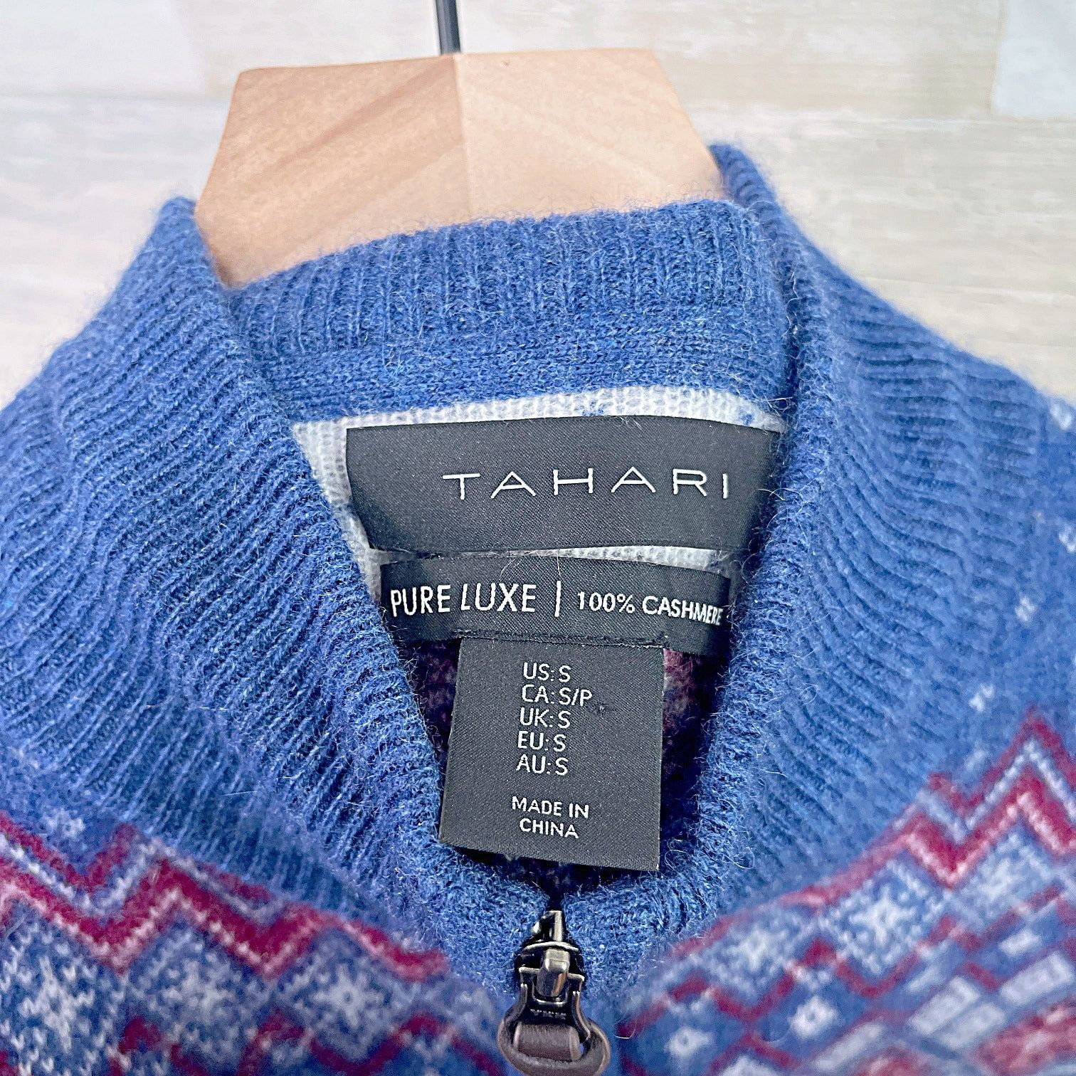 Other Tahari Cashmere Fair Isle 1/4 Zip Sweater Blue Mens Small Size US S / EU 44-46 / 1 - 4 Thumbnail