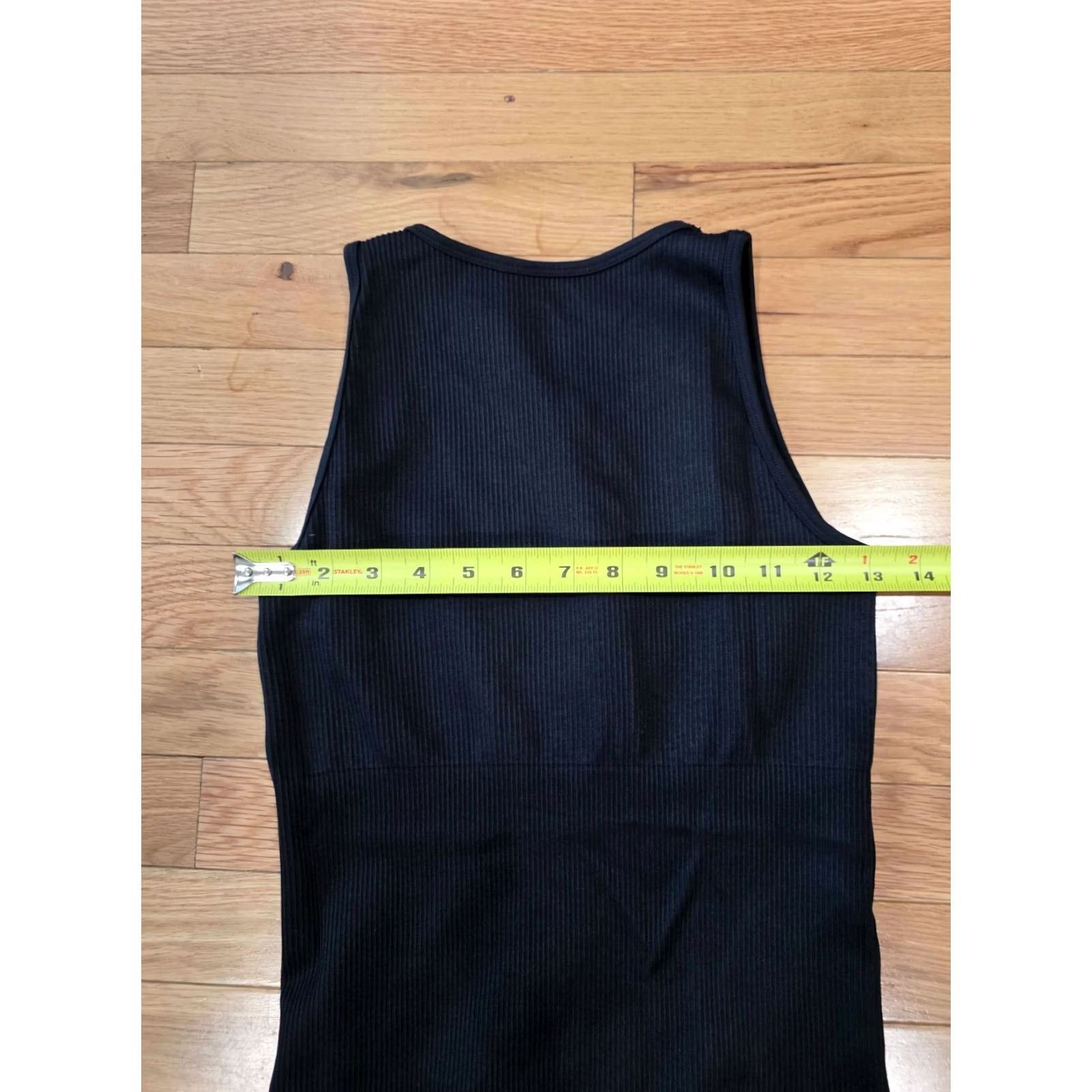 Vintage OQQ One-Piece Bodysuit Women M Black Nylon Ribbed Sleeveless Round Neck Wireless Mild Compression Stretch Shirt Womens Black 90s Outdoor Size M / US 6-8 / IT 42-44 - 5 Thumbnail