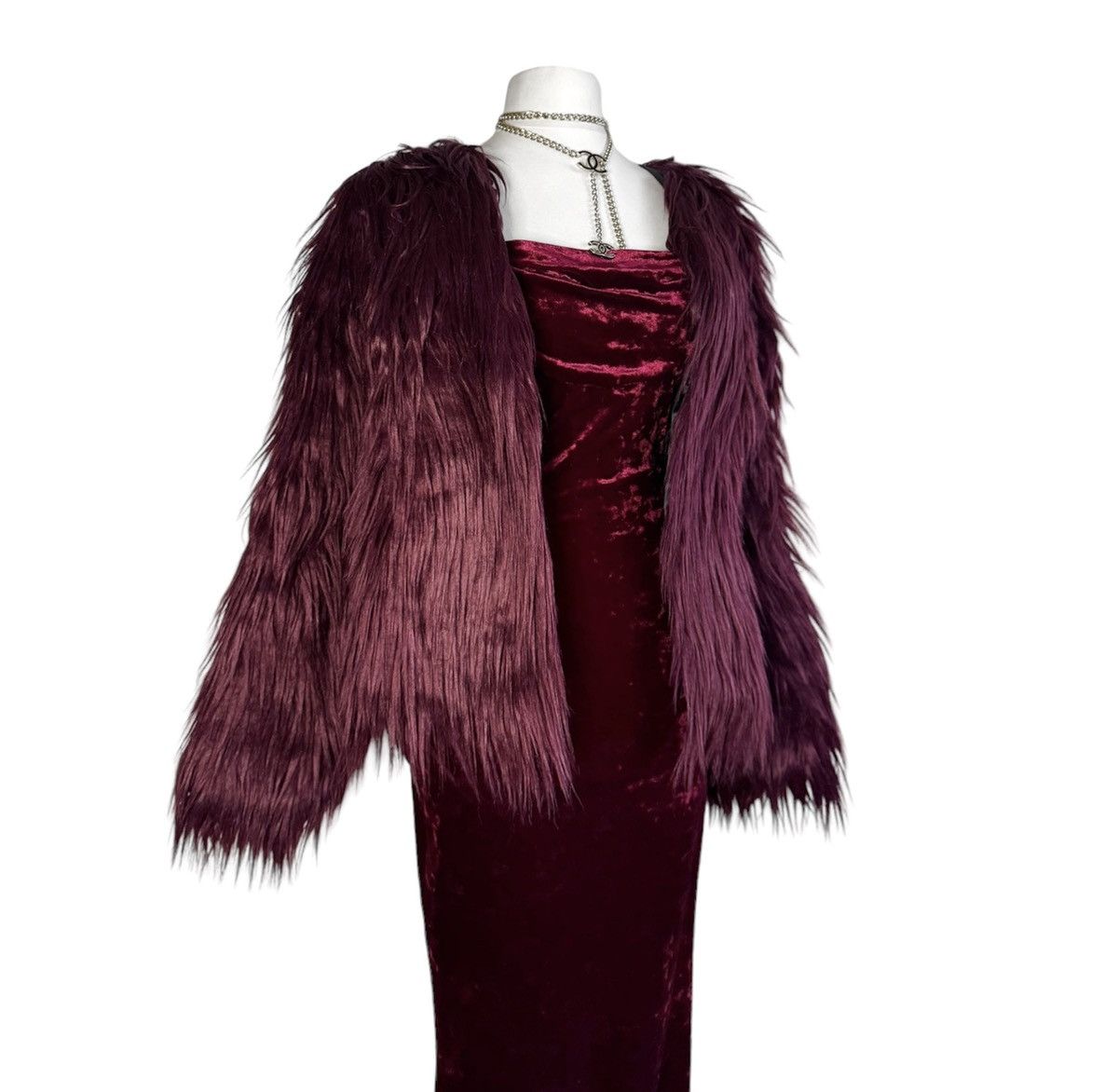 image of Avant Garde x Vintage Vampire Vintage Faux Fur Coat In Burgundy Color, Women's (Size Small)