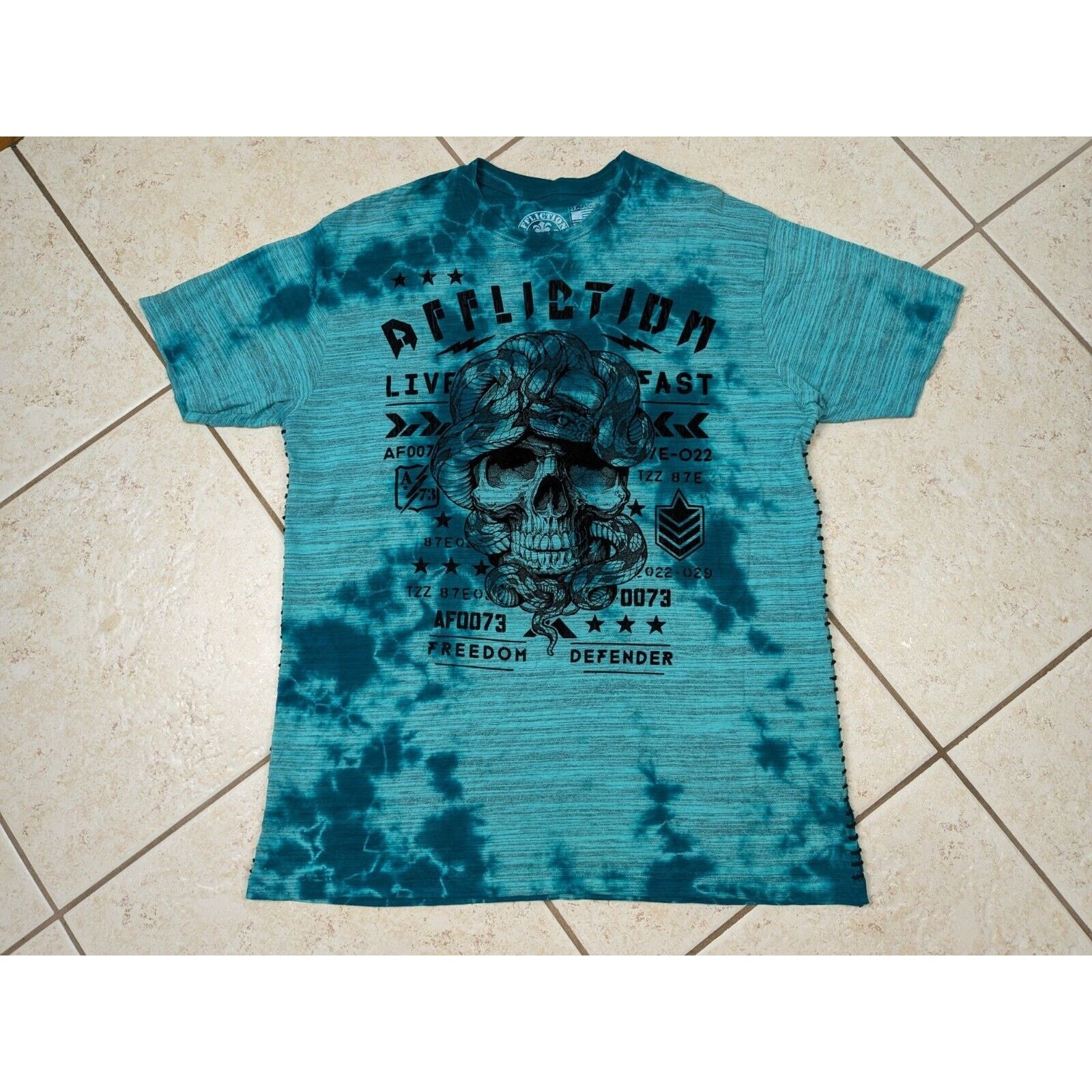 Affliction Affliction Freedom Defender Shirt Tie Dye Velvet Skull Size US XXL / EU 58 / 5 - 1 Thumbnail