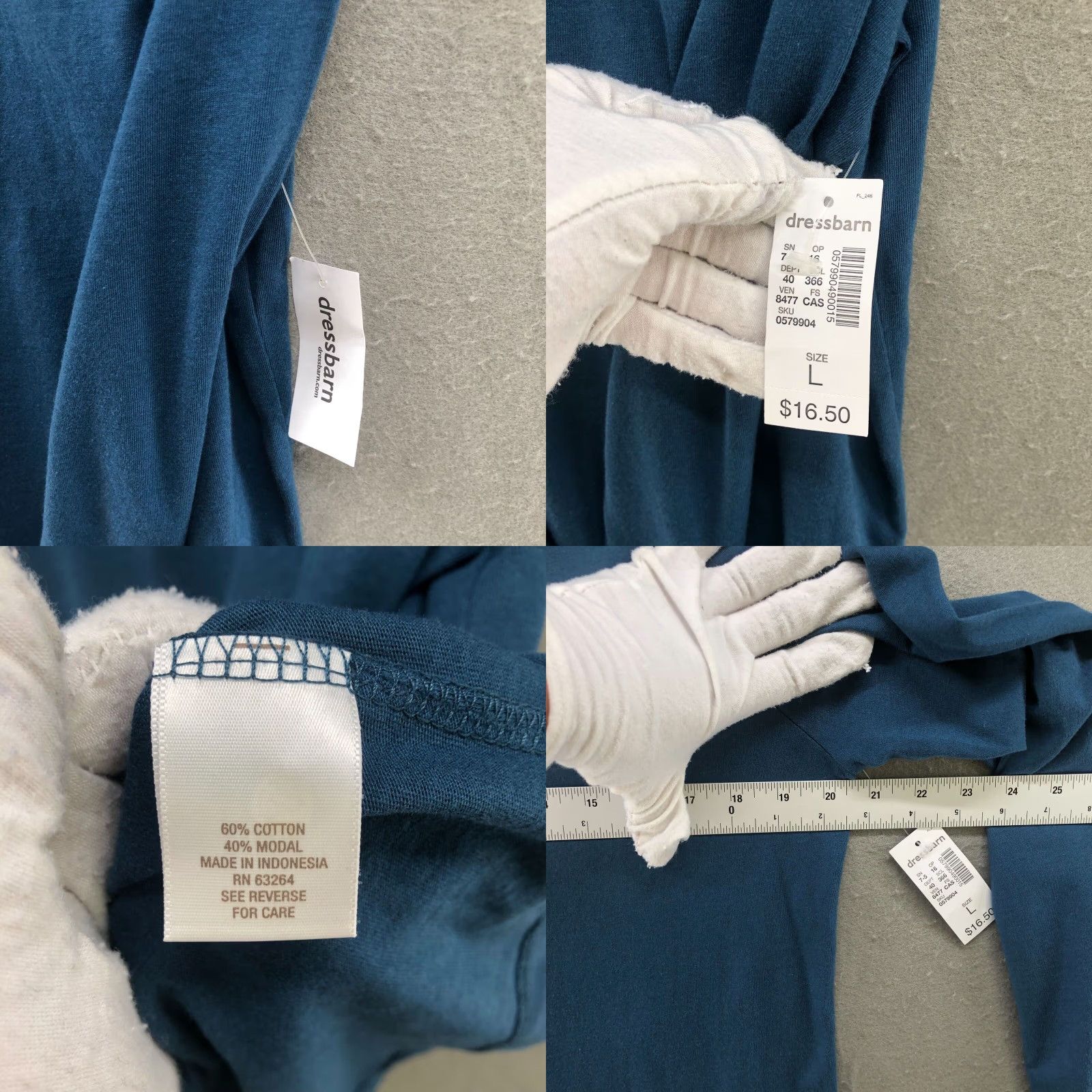 Vintage Dressbarn Women's Blue Long Sleeve Crewneck T Shirt Large Modal Blend Stretch Size L / US 10 / IT 46 - 8 Thumbnail