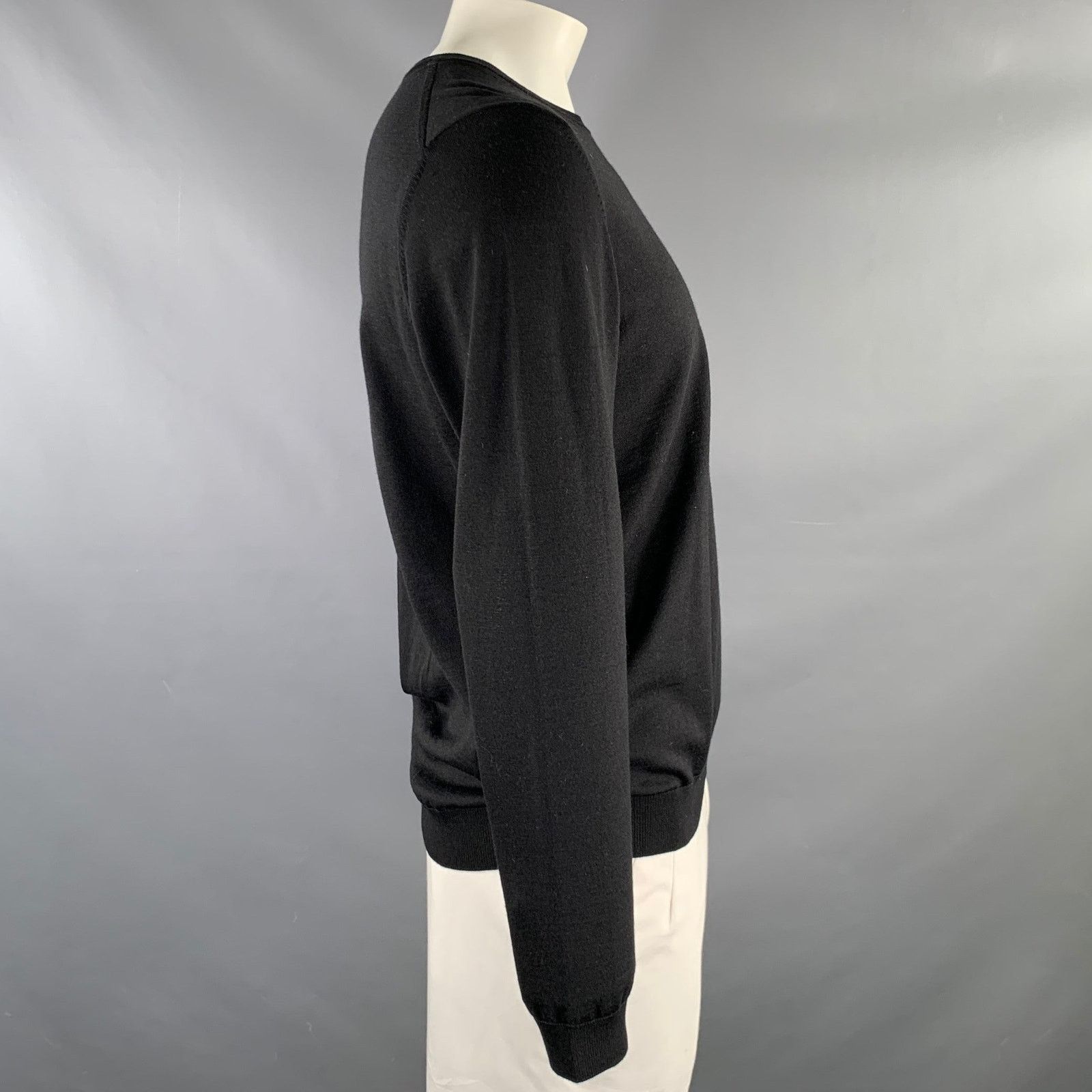 Hugo Boss HUGO BOSS Size XL Black Knitted Wool Crew-Neck Pullover Size US XL / EU 56 / 4 - 2 Thumbnail