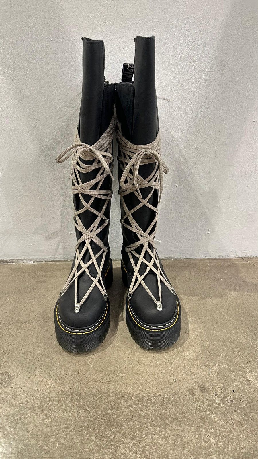 Dr. Martens × Rick Owens RICK OWENS - Dr.Martens 1B60 Quad Sole Pentalace Boot Black Size US 8 / IT 38 - 10 Thumbnail