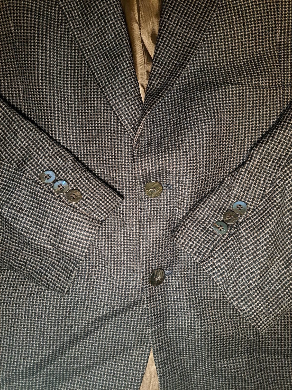 Pierre Balmain Pierre Balmain Sport Coat Mens 44L Brown Wool Houndstooth Size 44L - 4 Thumbnail