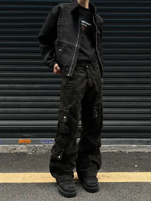 VIBE Denim Cargo Pants Dirtyfit Straight Micro Flared Jeans Size US 33 - 7 Thumbnail