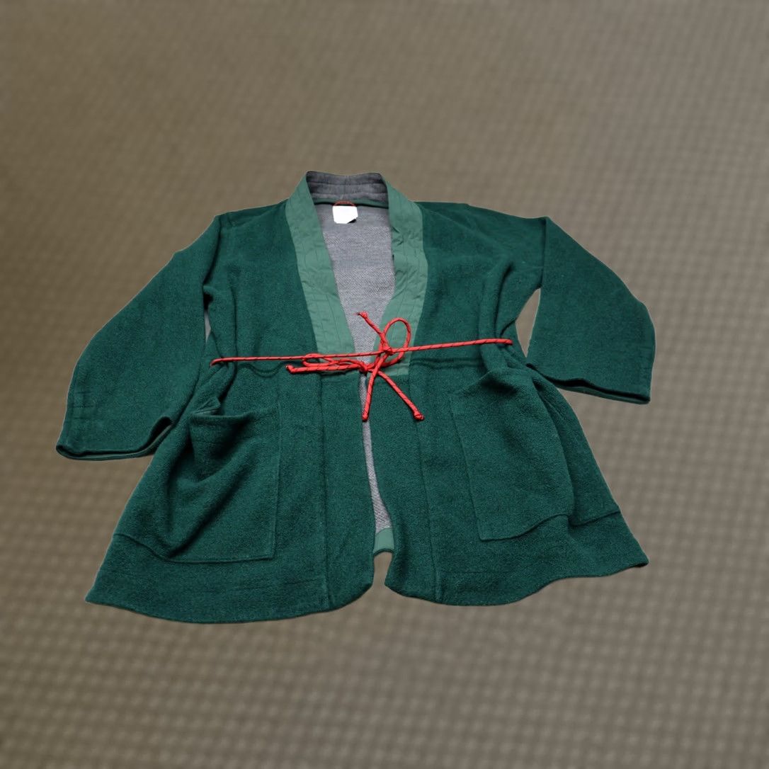Topo Designs Topo Designs Sweater Women Medium Green Wrap Wool Blend Open Front Modern Kimono Sleeve Pockets Belted Lined Open Front Cardigan Size M / US 6-8 / IT 42-44 - 1 Thumbnail