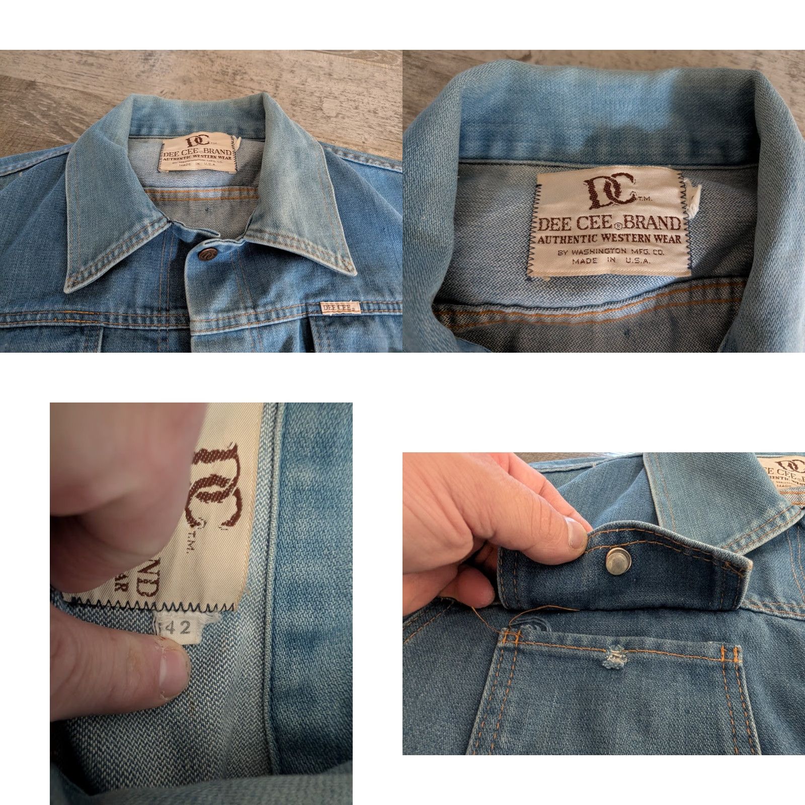 Denime VINTAGE Dee Cee Denim Trucker Jacket Size 42 Blue Classic Casual USA Made 70s/80s Unisex Adults Size 28" / US 6 / IT 42 - 8 Thumbnail