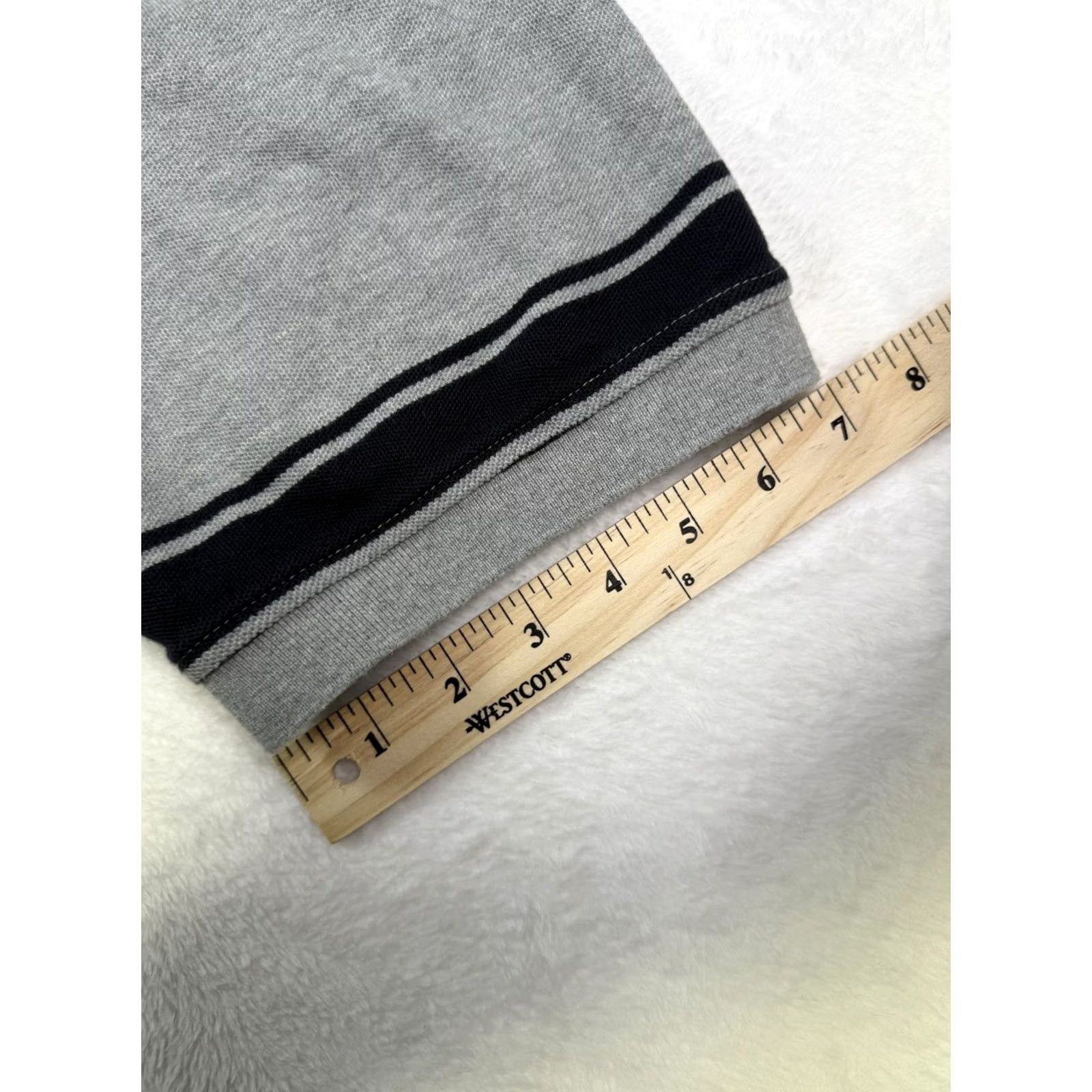Tommy Hilfiger VINTAGE Tommy Hilfiger Polo Shirt Mens XXL Grey Navy Striped Logo Short Sleeve 100% Cotton Knit Button Closure Collared Size US XXL / EU 58 / 5 - 7 Thumbnail