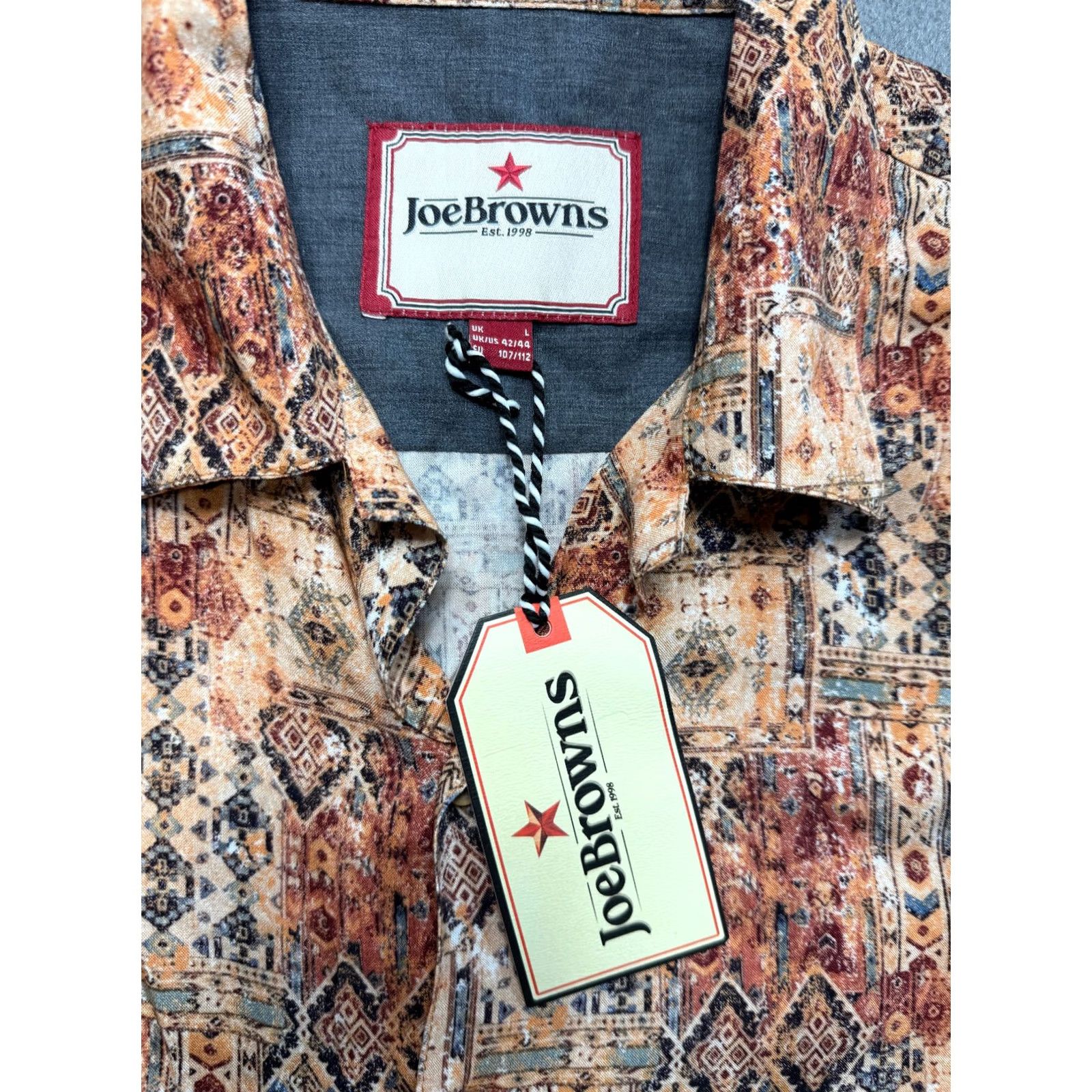 Joe Browns Joe Browns Hawaii Button Up Shirt Short Sleeve Mens L Brown Shirt Size US L / EU 52-54 / 3 - 2 Thumbnail