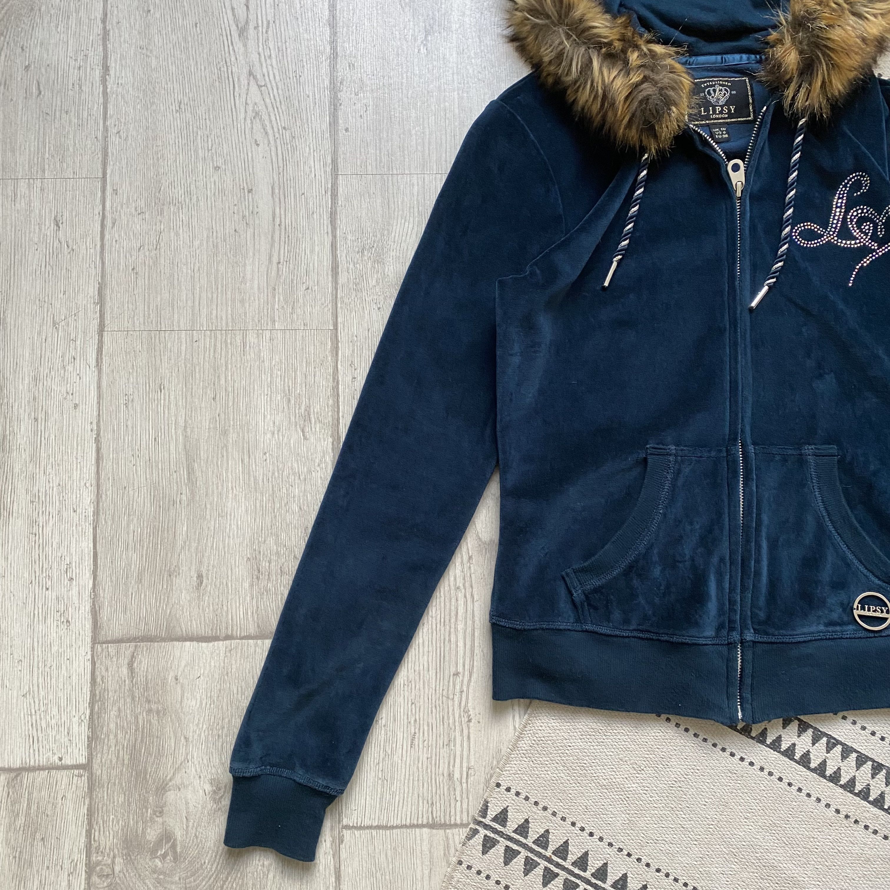 Juicy Couture If Six Was Nine Style Velour Faux Fur Zip Hoodie Y2K Crystal Size M / US 6-8 / IT 42-44 - 7 Thumbnail