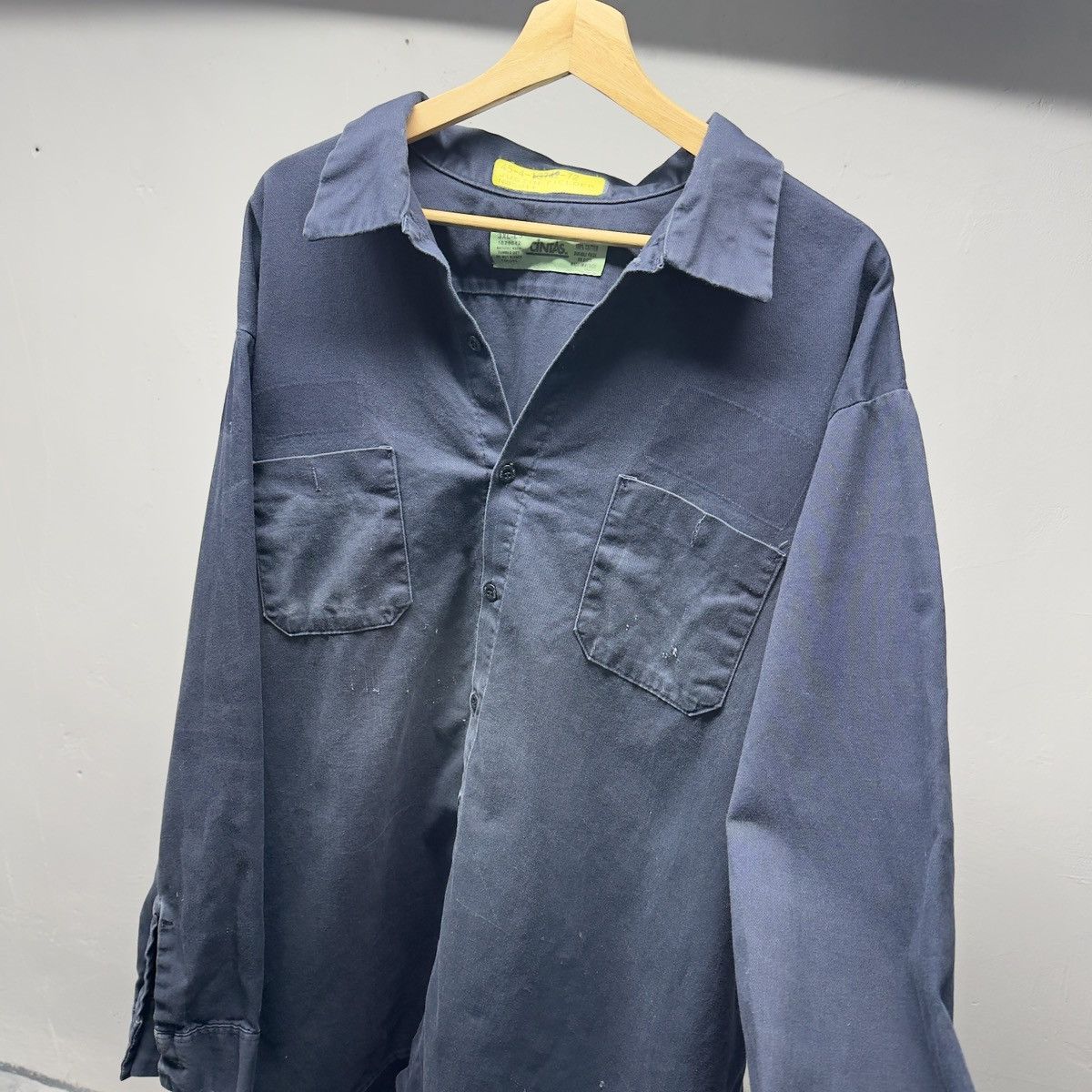 Vintage Thrashed Faded Distressed Blue Work Shirt ERD Grunge Chrome Size US XXL / EU 58 / 5 - 2 Thumbnail