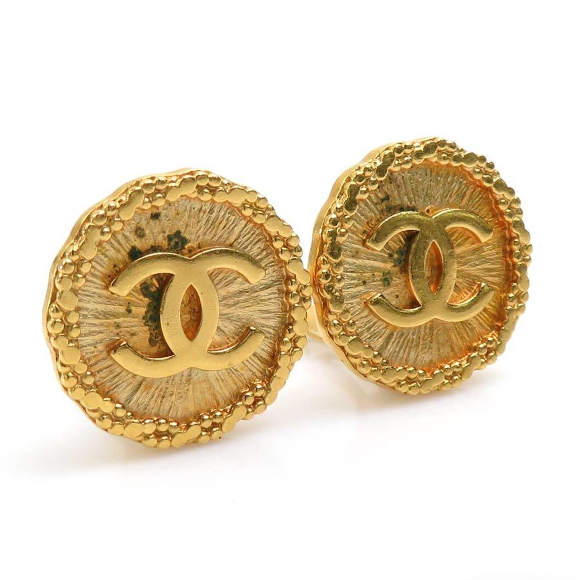 image of Chanel Earrings Here Mark Metal Gold Ladies, Women's