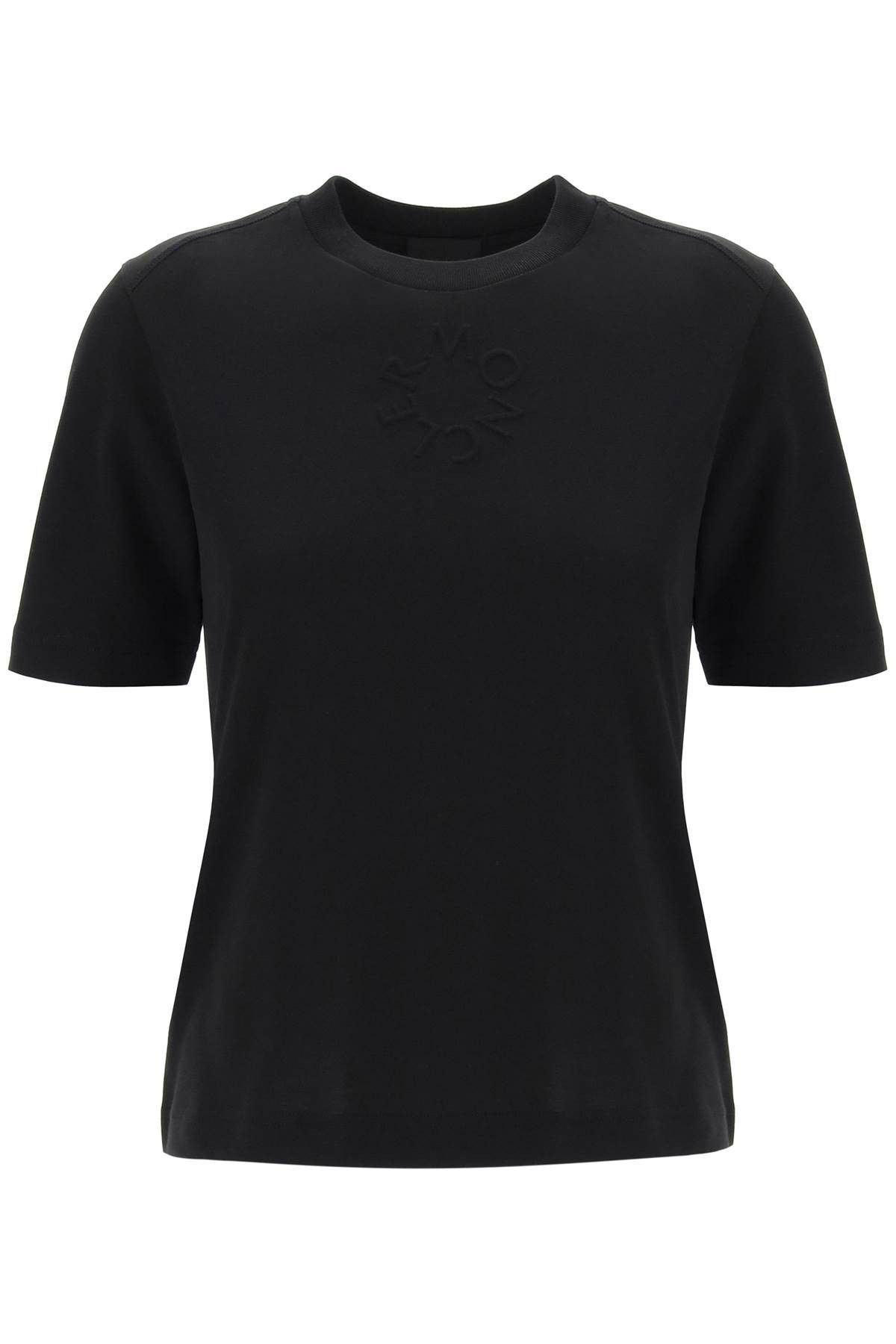 image of Moncler Embossed Logo T-Shirt in Black, Women's (Size Small)
