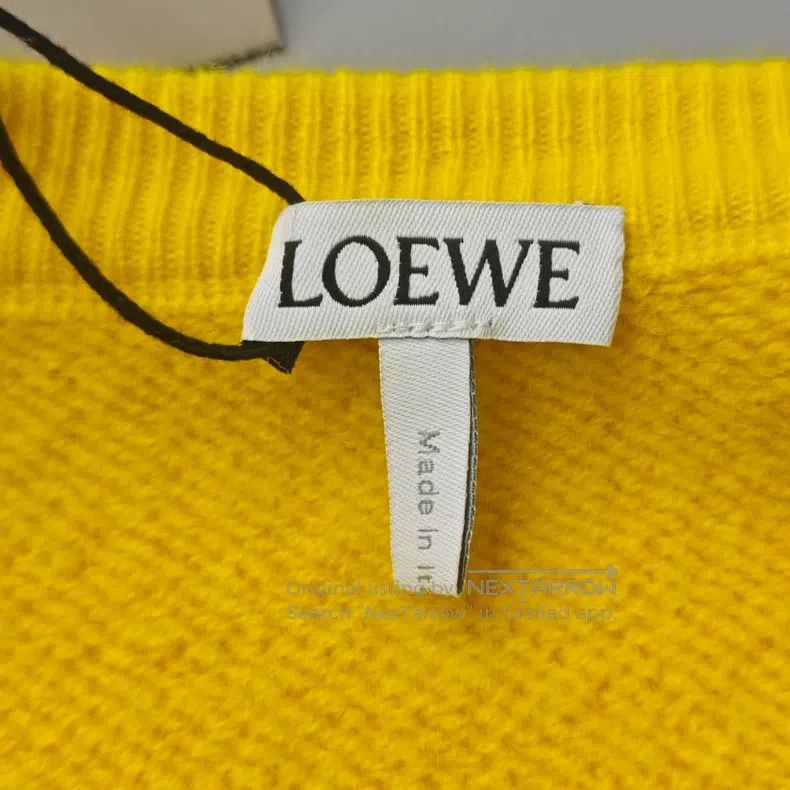 Loewe Loewe Yellow Classic Embroidered Logo Cashmere Sweater Size XS / US 0-2 / IT 36-38 - 5 Thumbnail