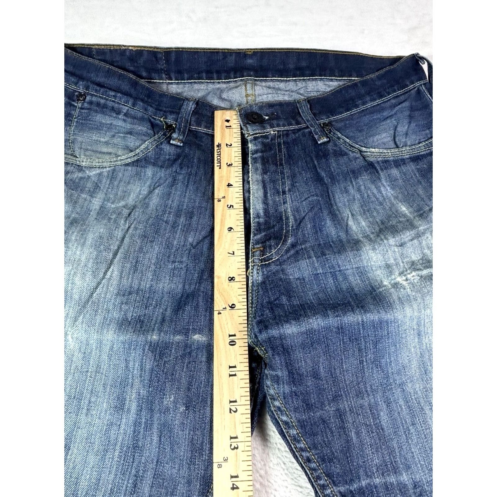Levi's VINTAGE Levi's 504 Jeans Mens Size 33x34 Blue Distressed Denim Straight Regular Waist 33 Inseam 34 USA College Retro Cowboy USA Levi's 500 Series Size US 33 - 3 Thumbnail