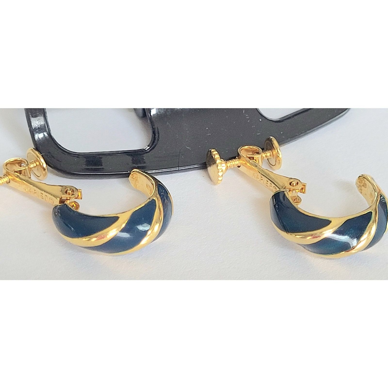 Other Vintage Napier Teal Lever Back Half Hoops Navy Blue Size ONE SIZE - 4 Thumbnail