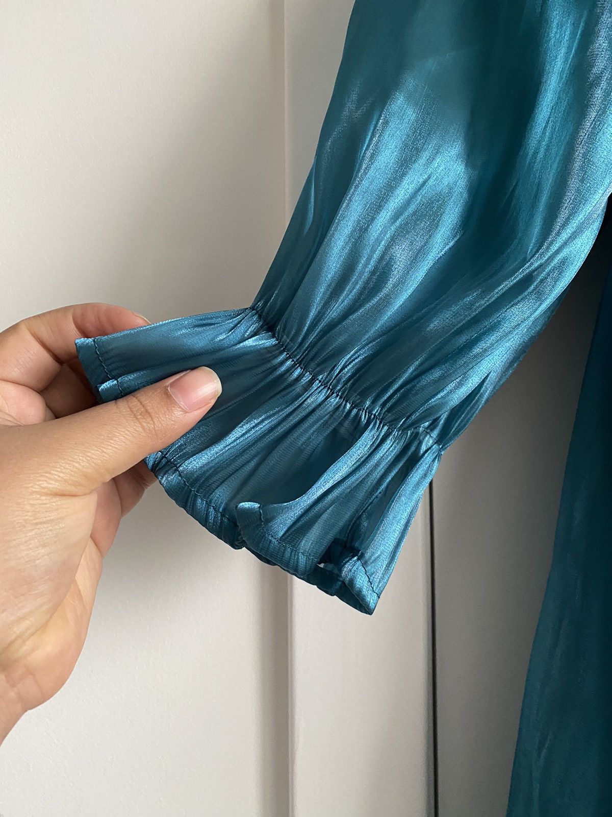 Other Thirty Thirty LA Puff Mini Dress Women Shimmer Teal Gorgeous Size XL / US 12-14 / IT 48-50 - 5 Thumbnail