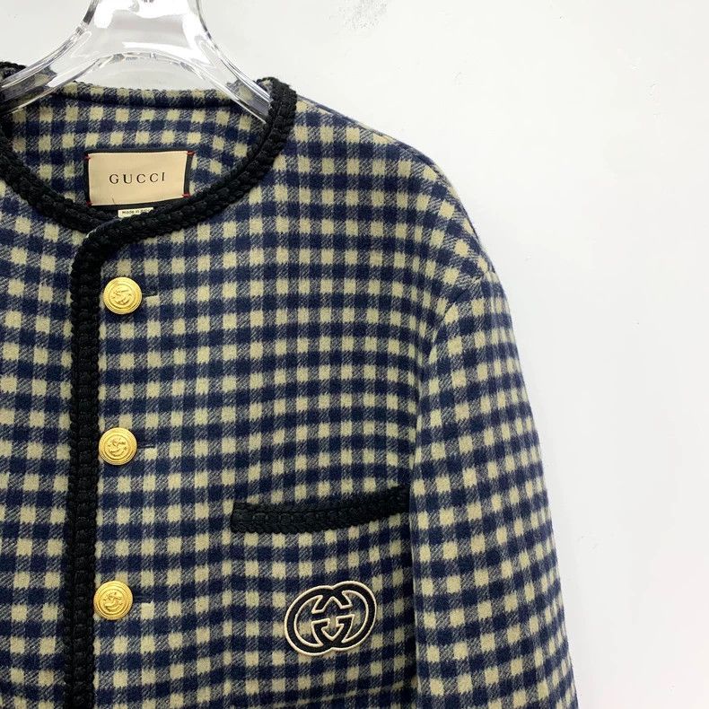 Gucci Gucci Colour-blocked logo embroidered plaid wool round nec Size US L / EU 52-54 / 3 - 3 Thumbnail