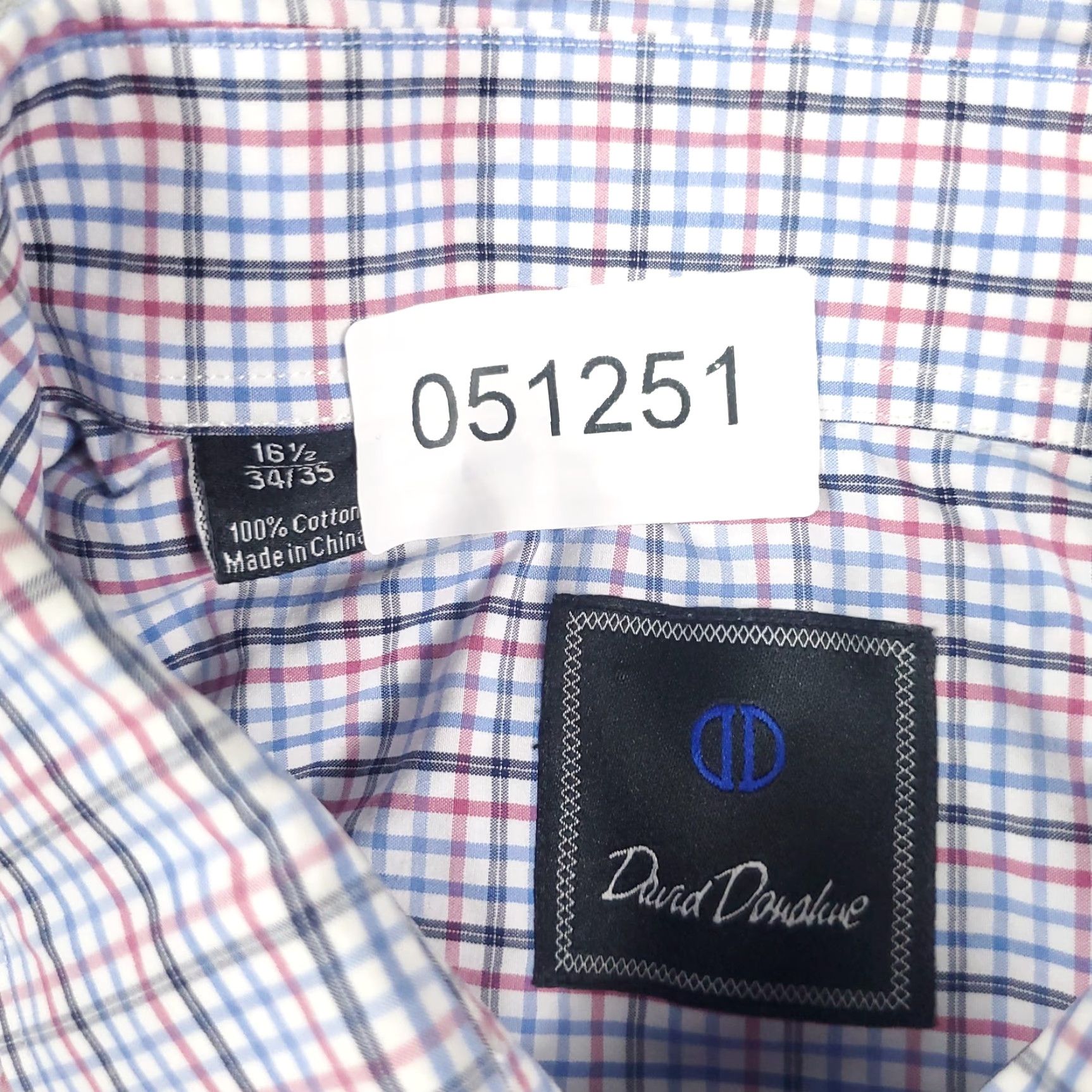 David Donahue David Donahue Shirt Mens Size 16.5 Blue Red Plaid Dress Button Up Long Sleeve Non-Iron Classic Casual Business Size 42R - 6 Thumbnail