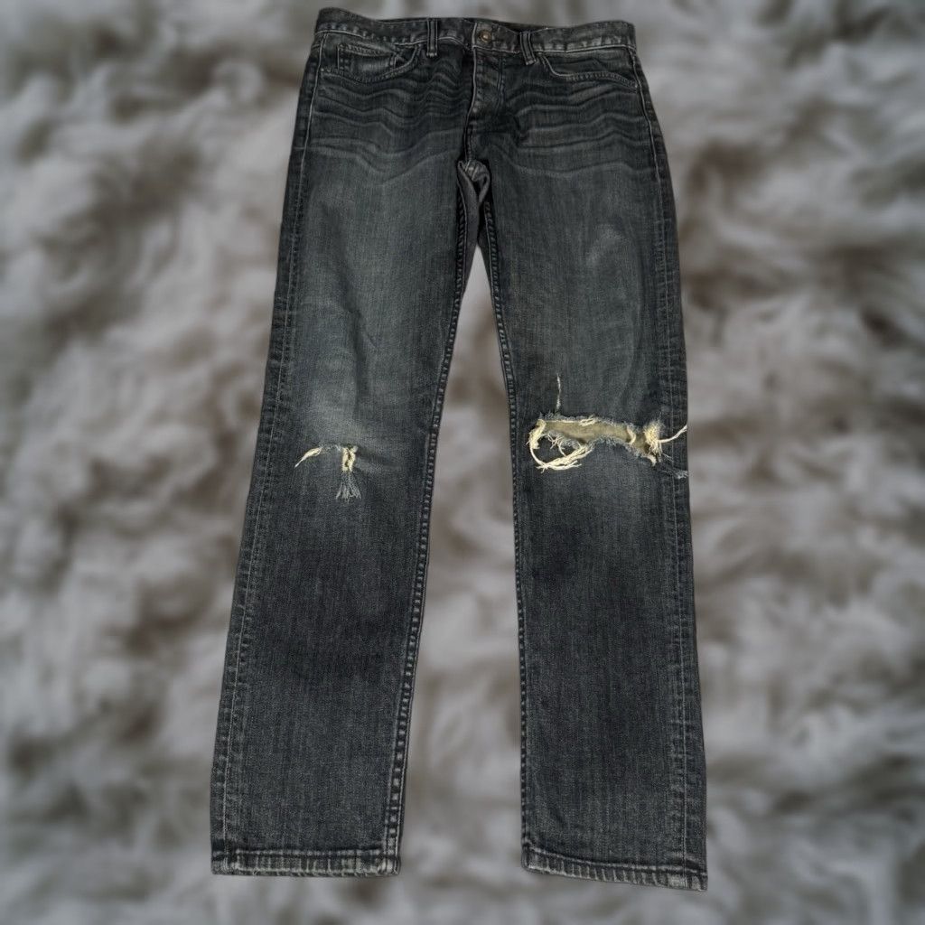 Rag & Bone Rag & Bone Fit 1 Skinny Jeans Mens 33x32 Denim Dark Distressed 5-Pocket Logo City Slim Blue Baggy? Size US 33 - 1 Thumbnail