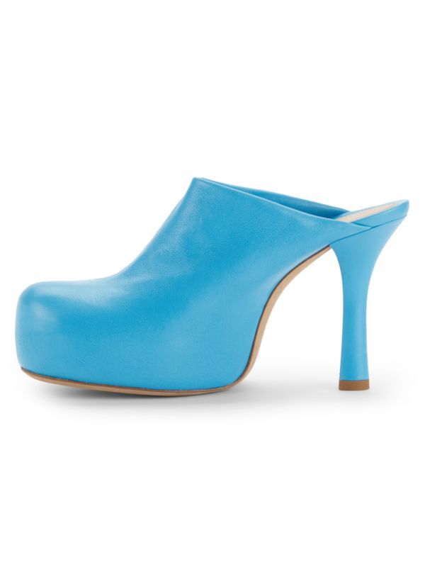 Bottega Veneta o1y0725 Spool Heel Mules in Azure Size US 7.5 / IT 37.5 - 2 Thumbnail