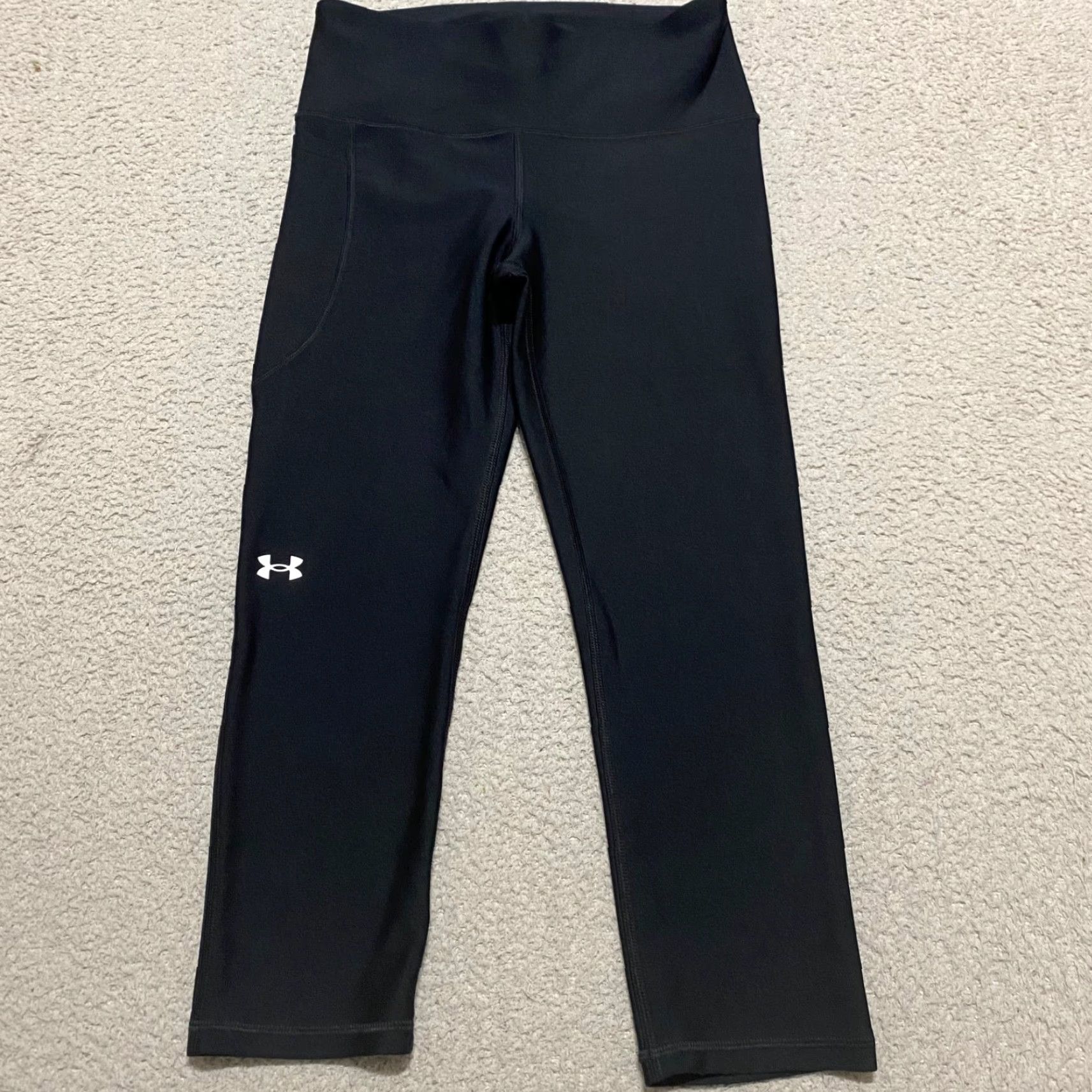 Under Armour Under Armour Womens Small Pants Black Crop Capri Heatgear Leggings Pull on Size 28" / US 6 / IT 42 - 2 Thumbnail