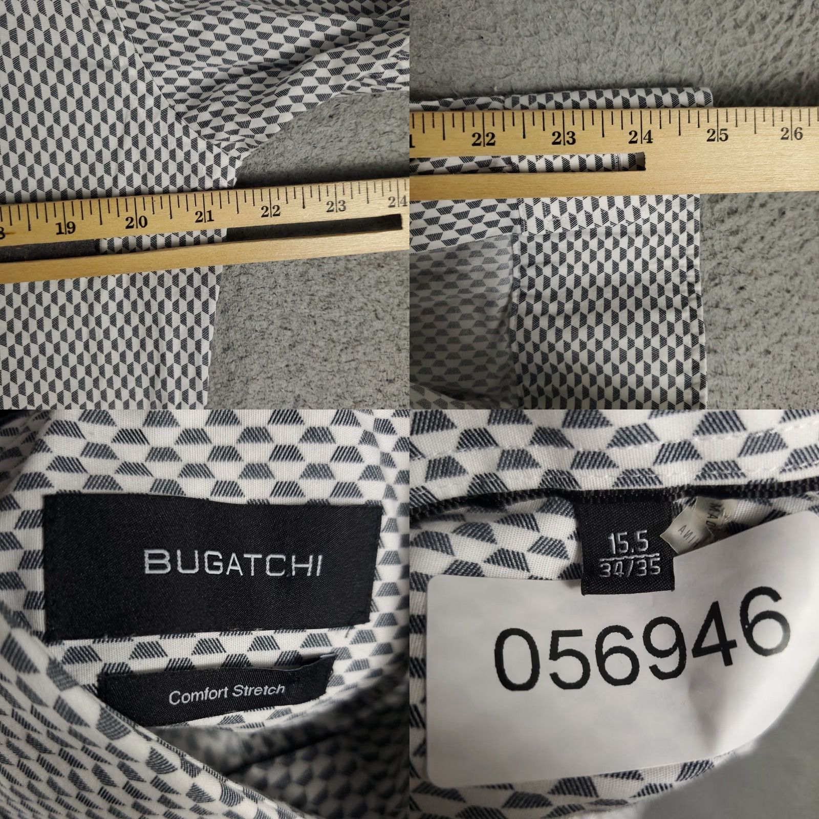 BUGATCHI VINTAGE Bugatchi Uomo Dress Shirt Mens 15.5 Gray Long Sleeve Business Casual Formal Wedding Size 40R - 8 Thumbnail