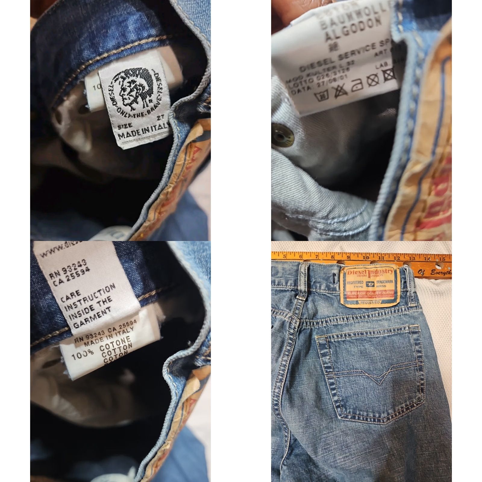 Diesel DIESEL Kulter Jeans Mens Size 27 Blue Denim Straight Buttonfly Pants Trouser Size US 27 - 9 Thumbnail